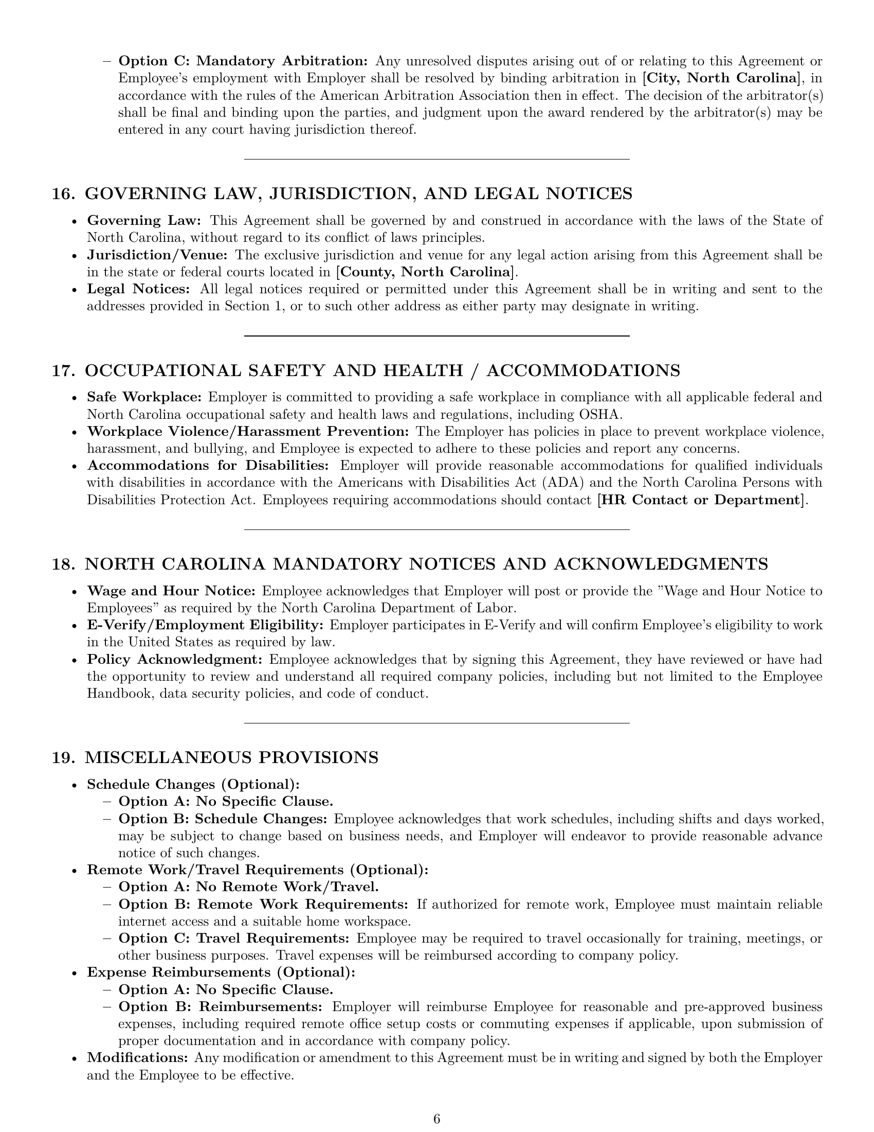 Preview page 6 of Pro North Carolina customer service representative employment contract template