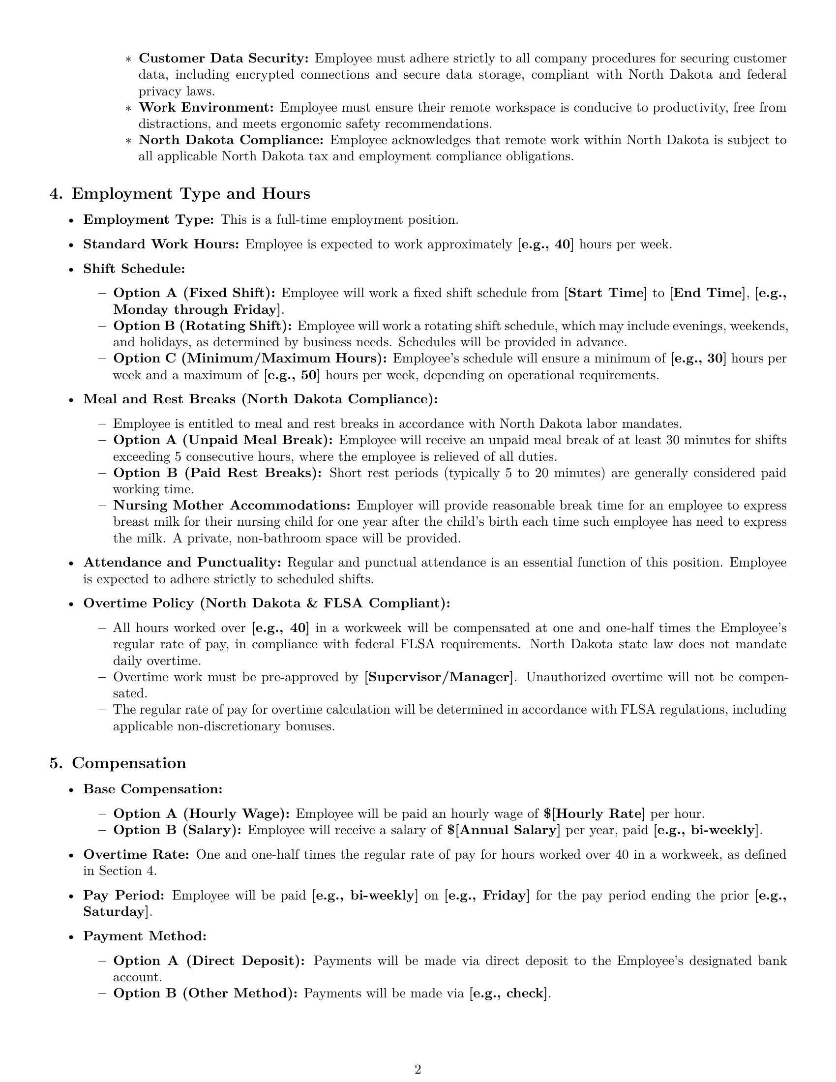 Preview page 2 of Pro North Dakota customer service representative employment contract template