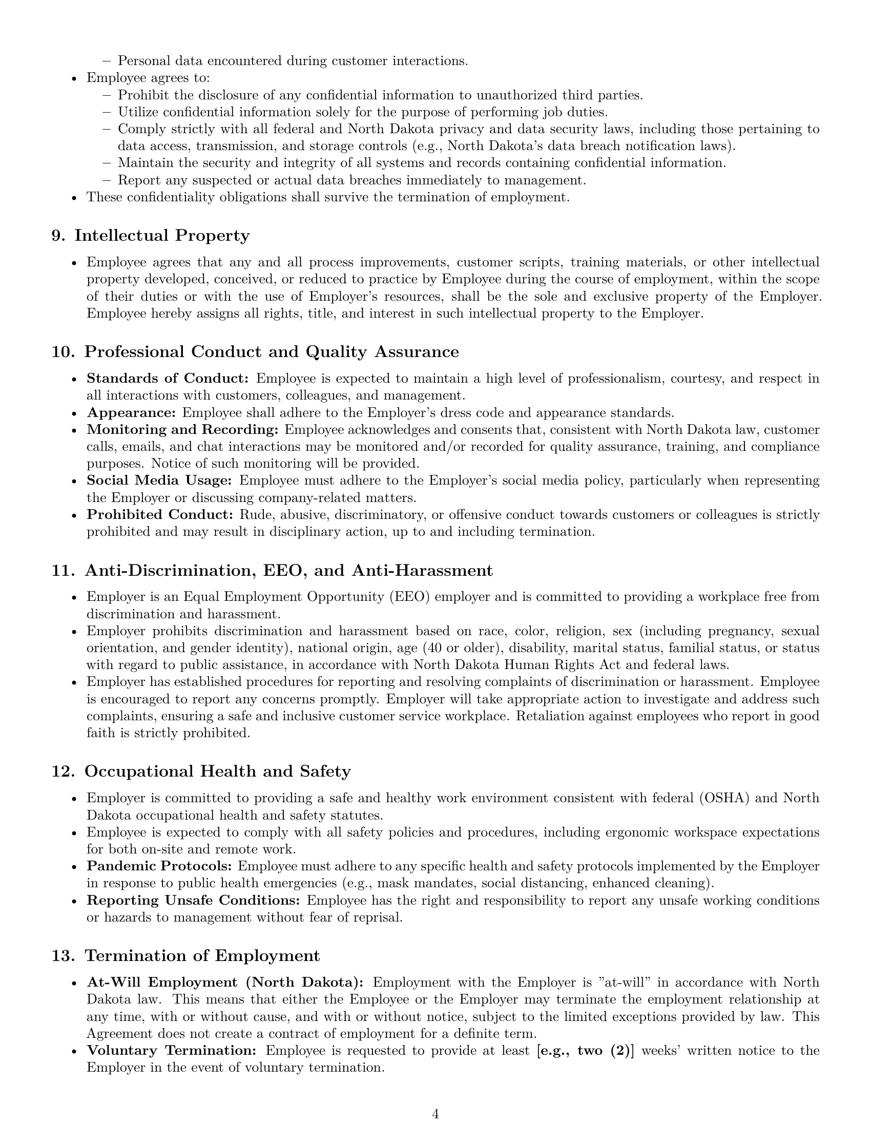 Preview page 4 of Pro North Dakota customer service representative employment contract template