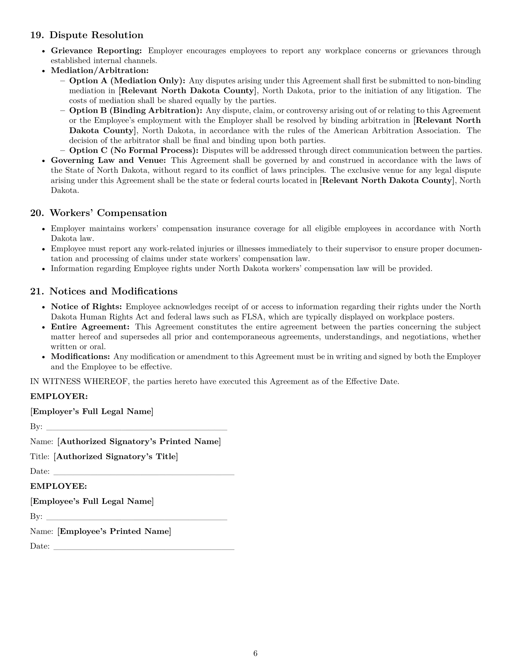Preview page 6 of Pro North Dakota customer service representative employment contract template