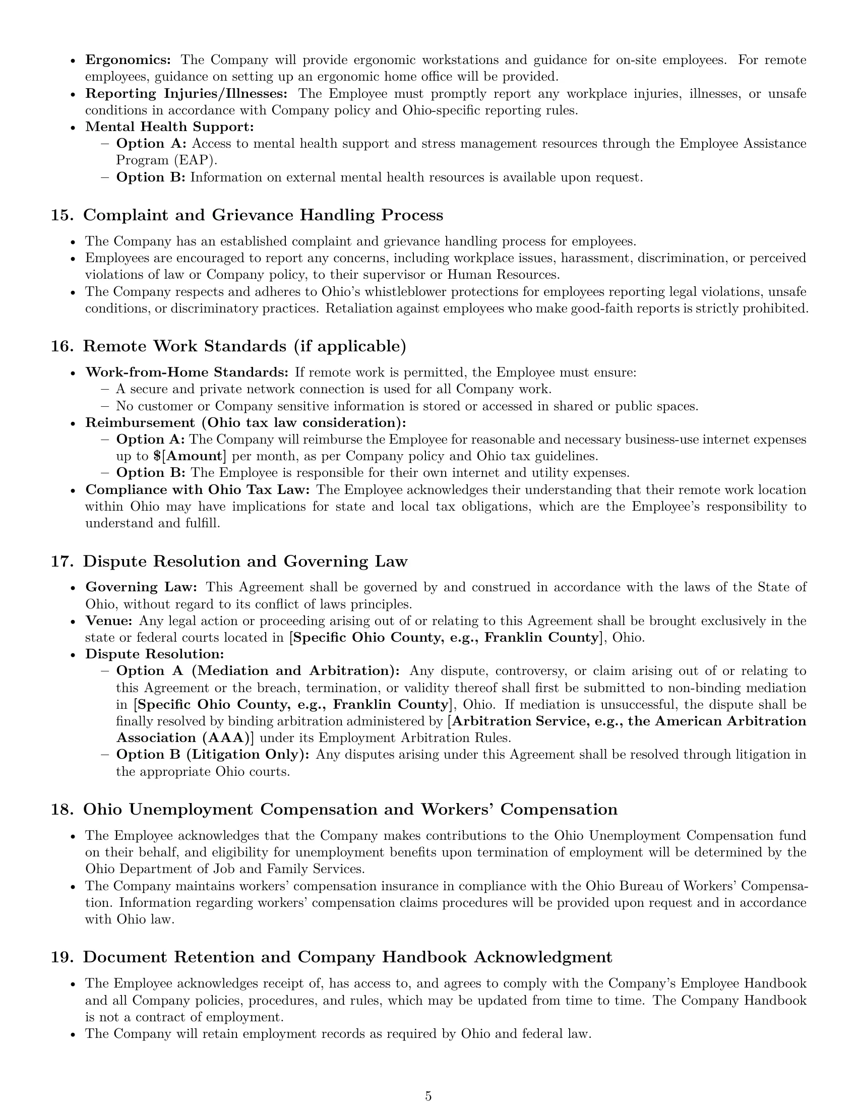 Preview page 5 of Pro Ohio customer service representative employment contract template