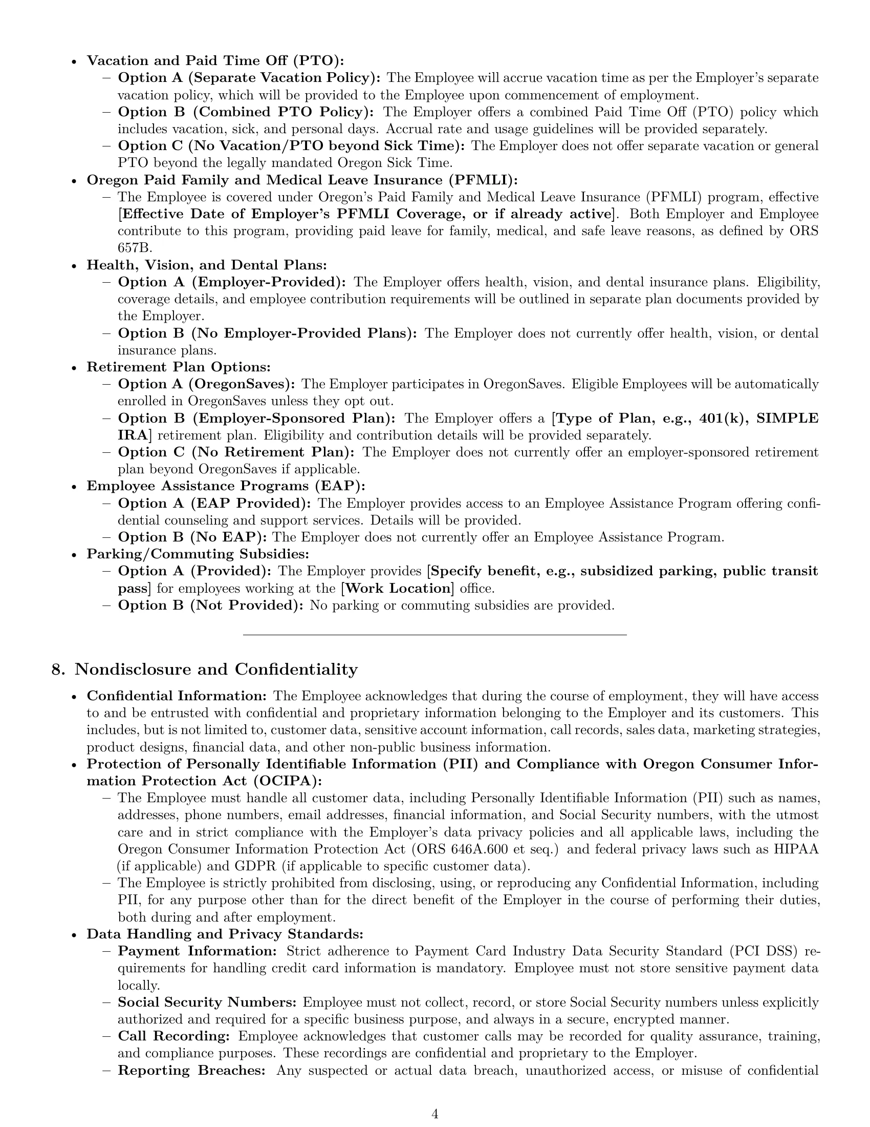 Preview page 4 of Pro Oregon customer service representative employment contract template