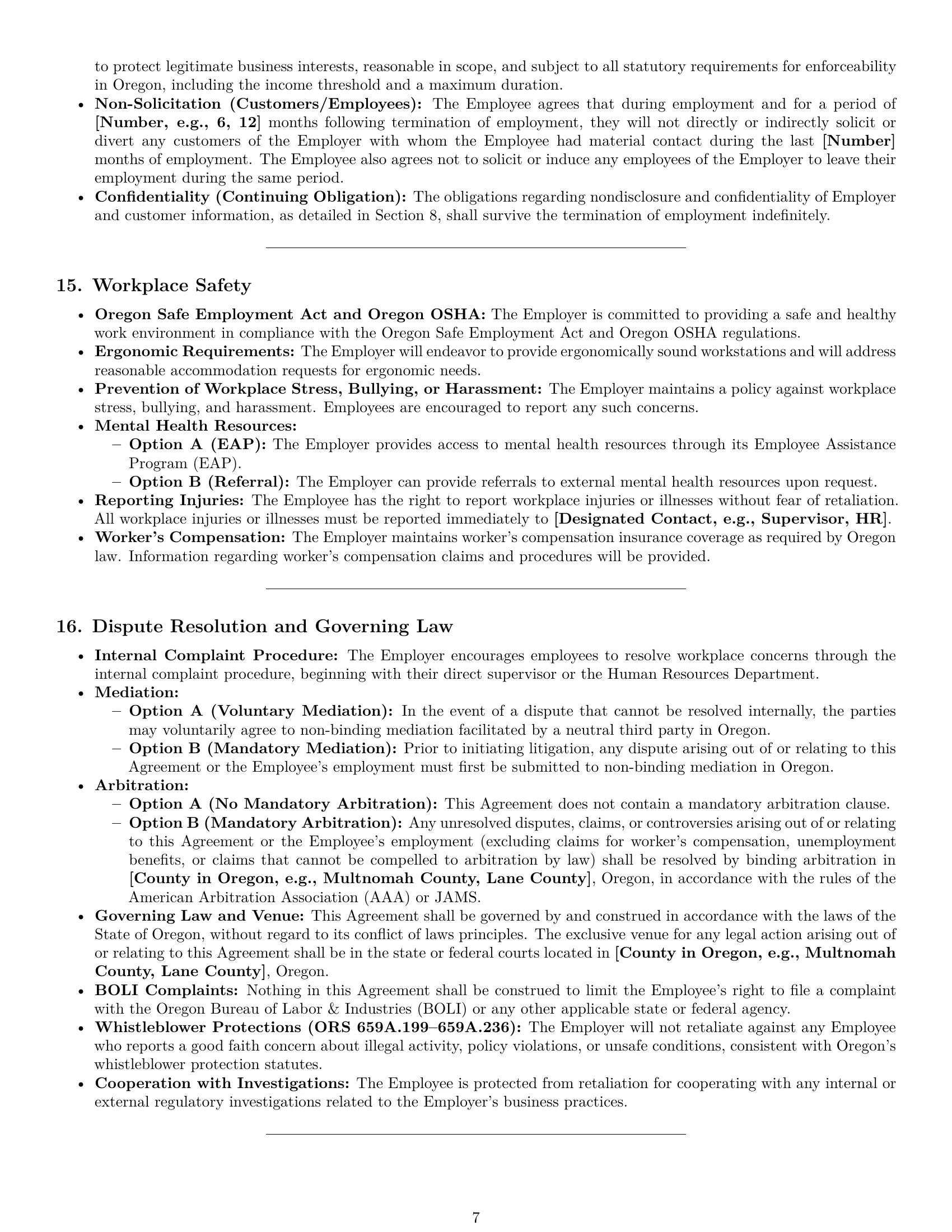Preview page 7 of Pro Oregon customer service representative employment contract template