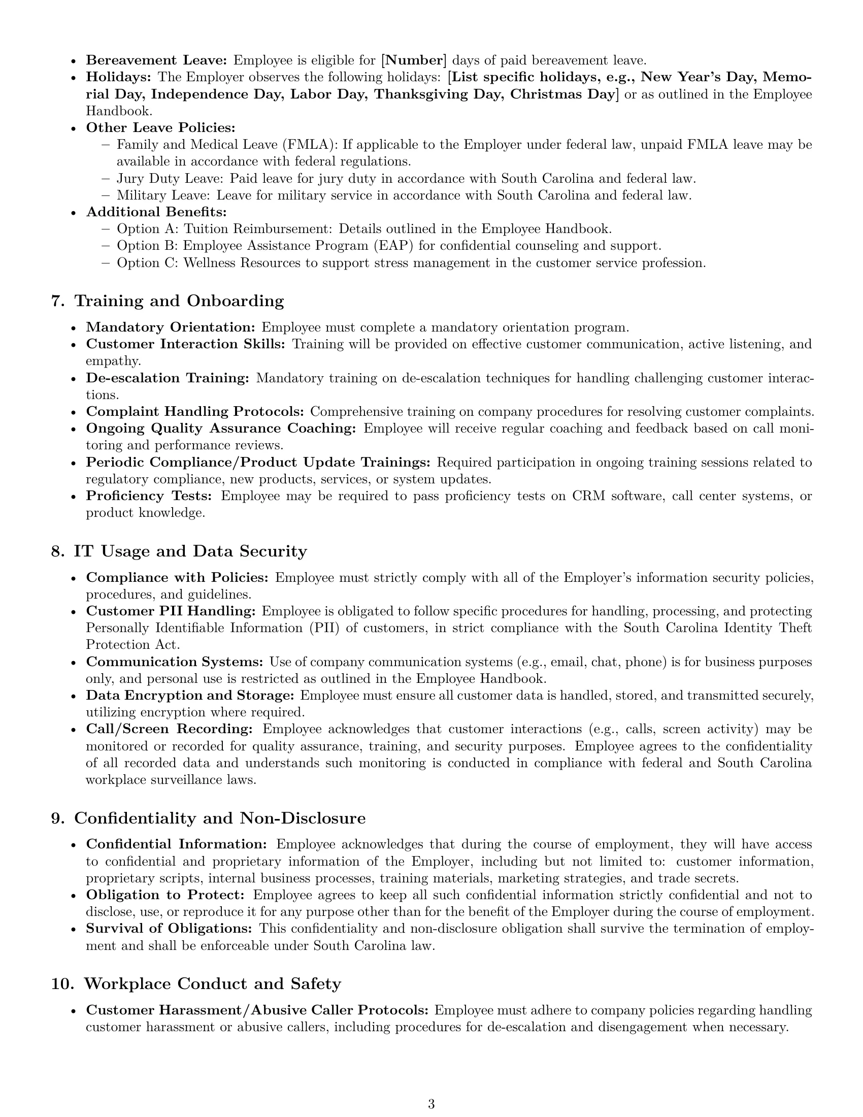 Preview page 3 of Pro South Carolina customer service representative employment contract template