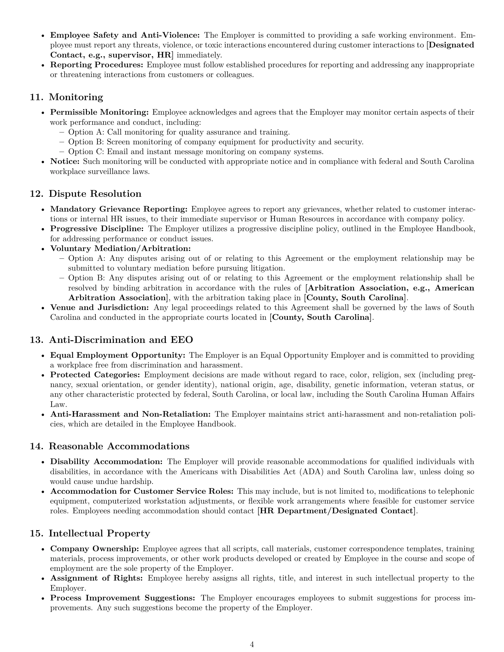 Preview page 4 of Pro South Carolina customer service representative employment contract template