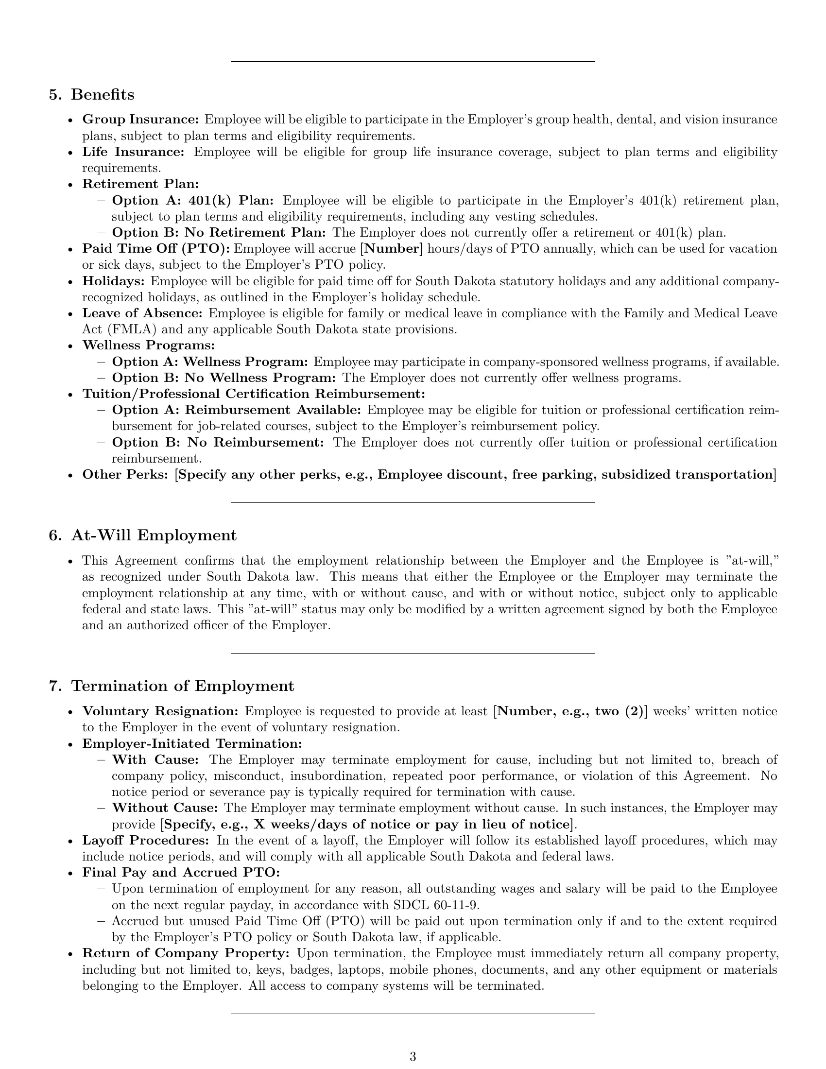 Preview page 3 of Pro South Dakota customer service representative employment contract template