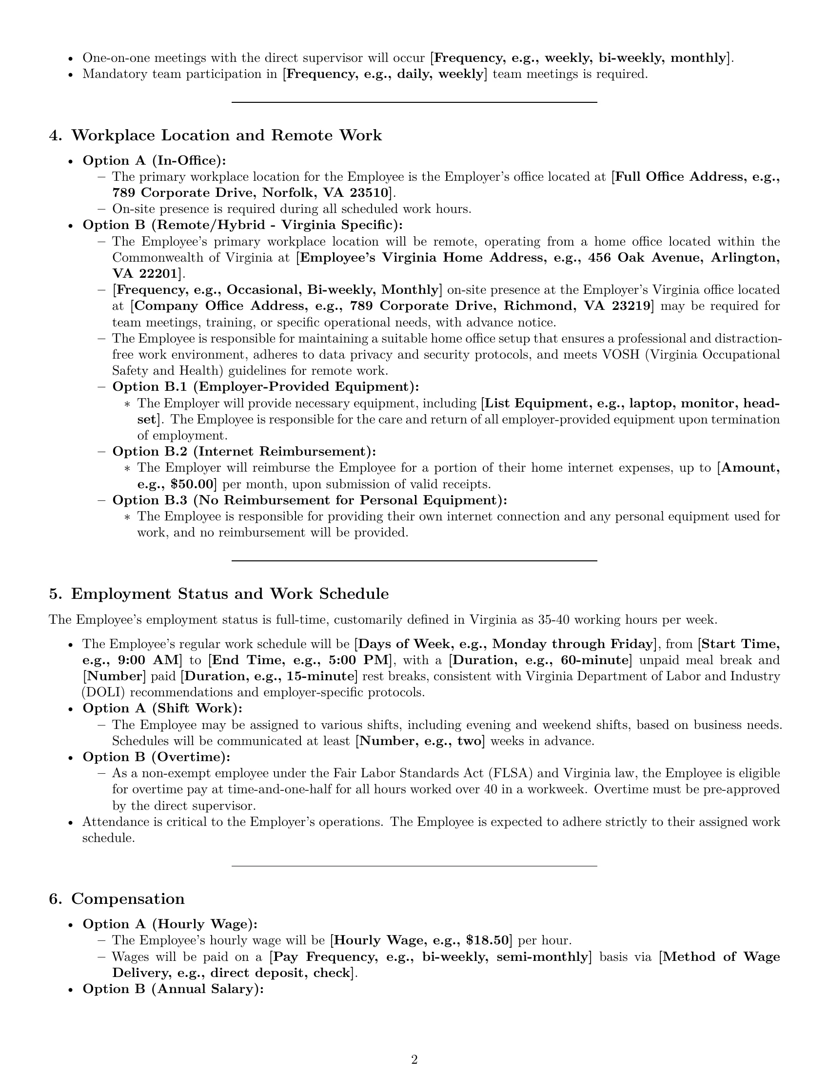Preview page 2 of Pro Virginia customer service representative employment contract template