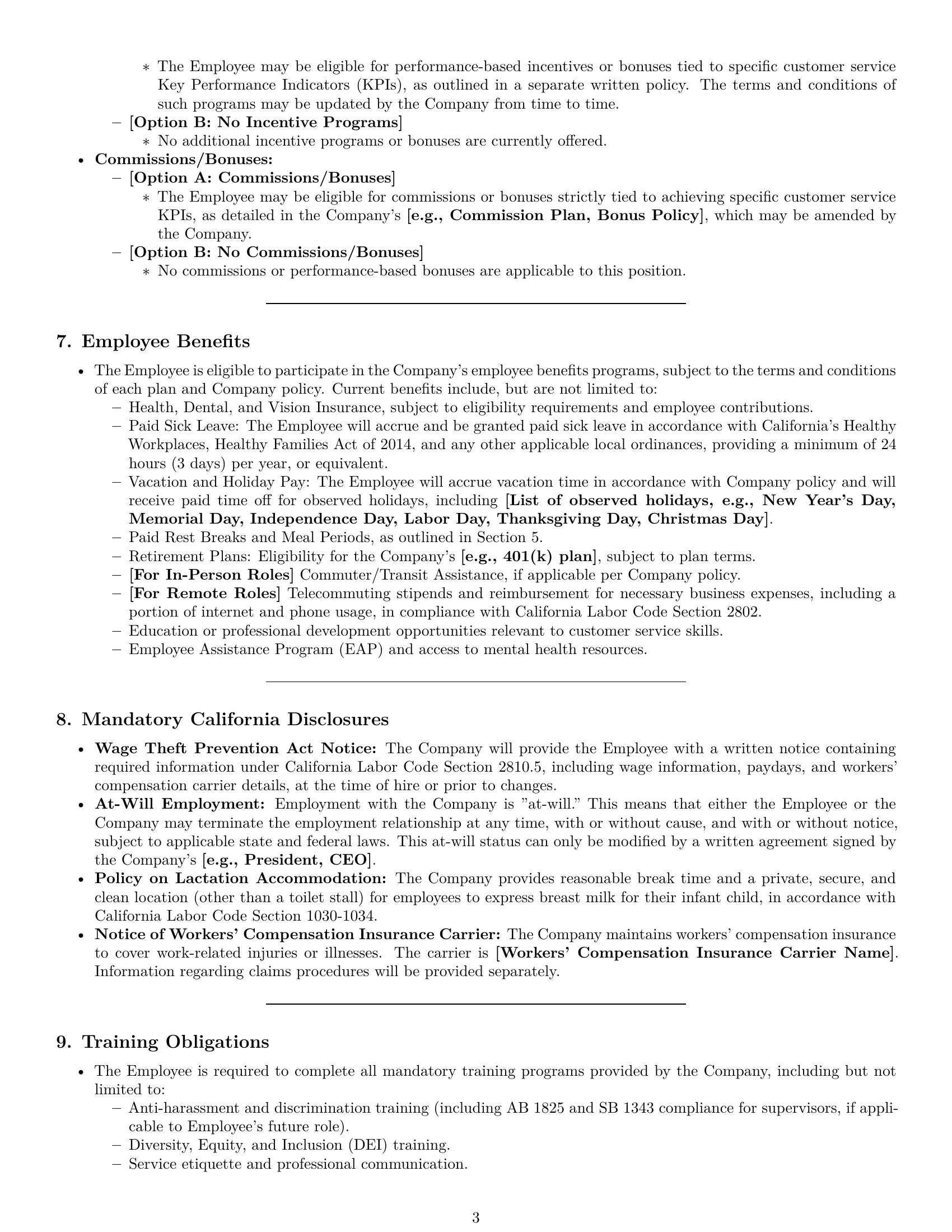 Preview page 3 of Pro California customer service representative employment contract template