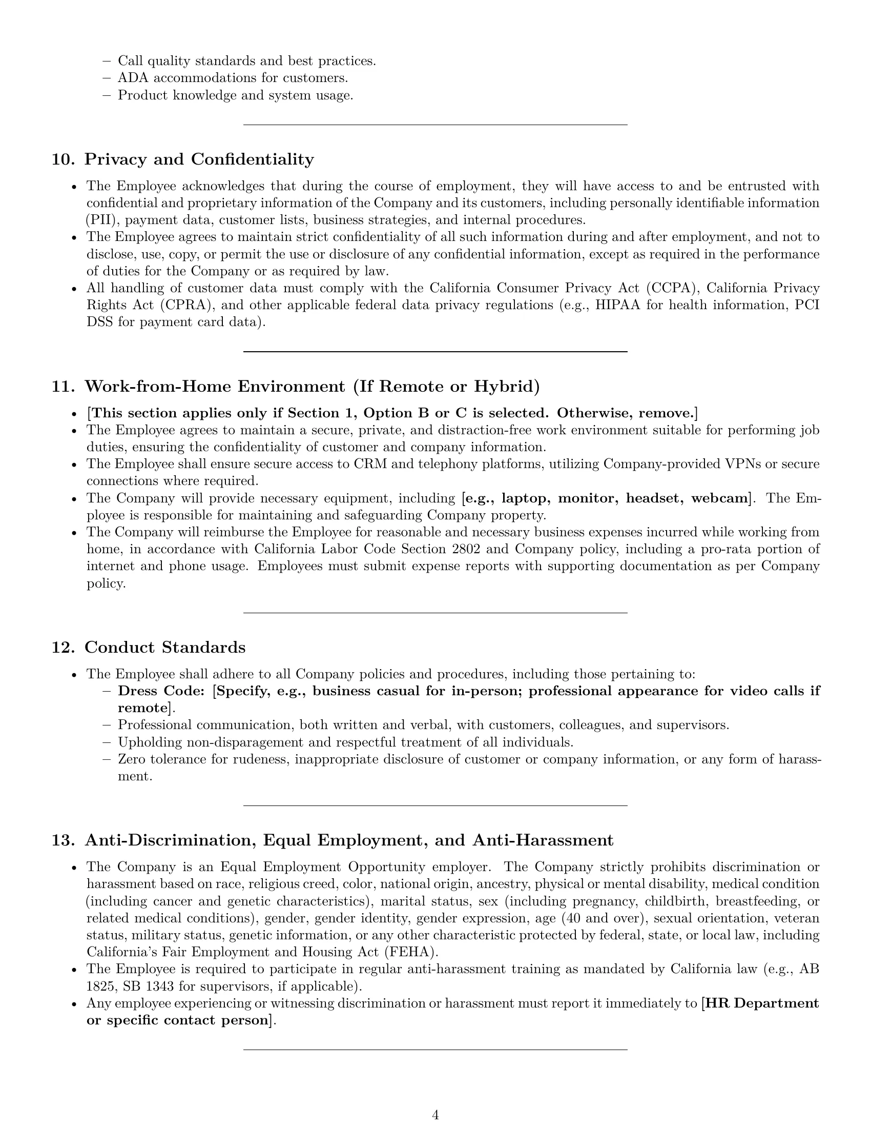 Preview page 4 of Pro California customer service representative employment contract template