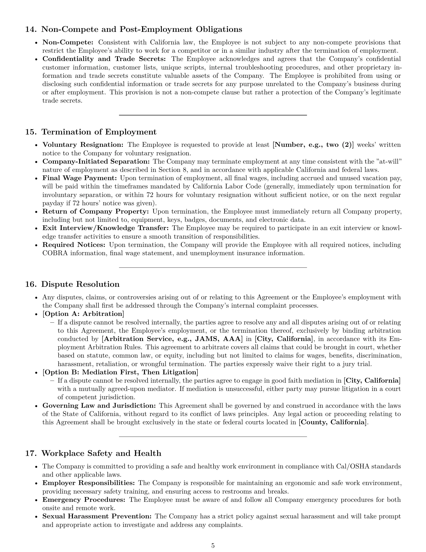 Preview page 5 of Pro California customer service representative employment contract template