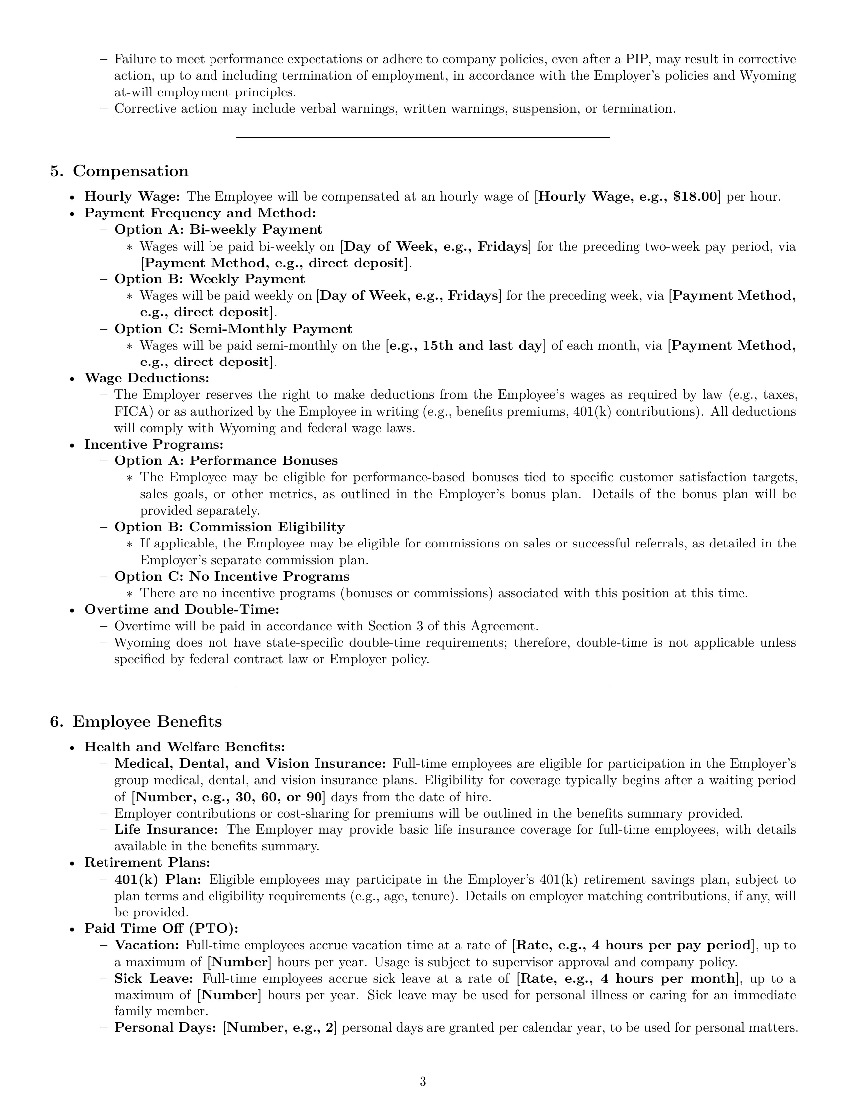 Preview page 3 of Pro Wyoming customer service representative employment contract template