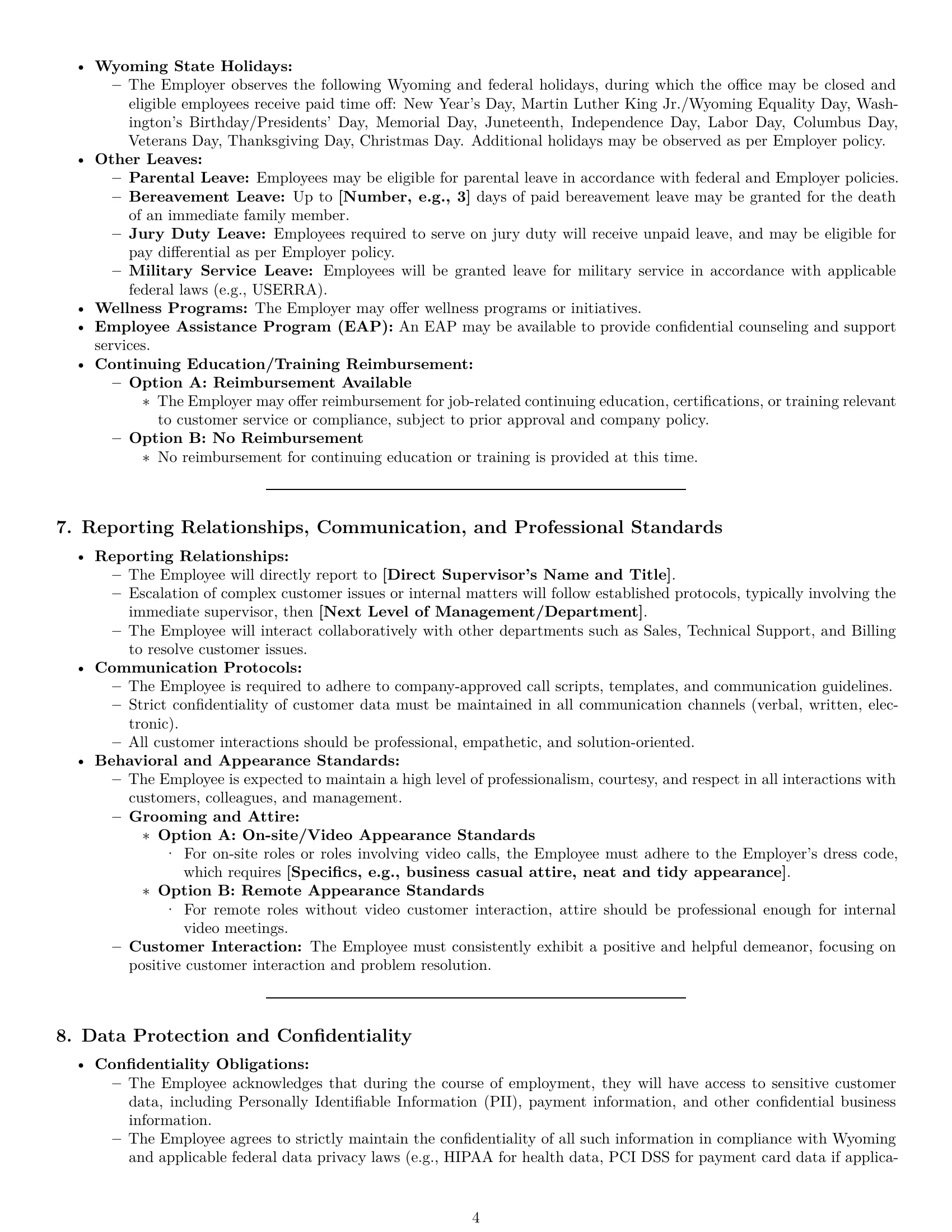Preview page 4 of Pro Wyoming customer service representative employment contract template