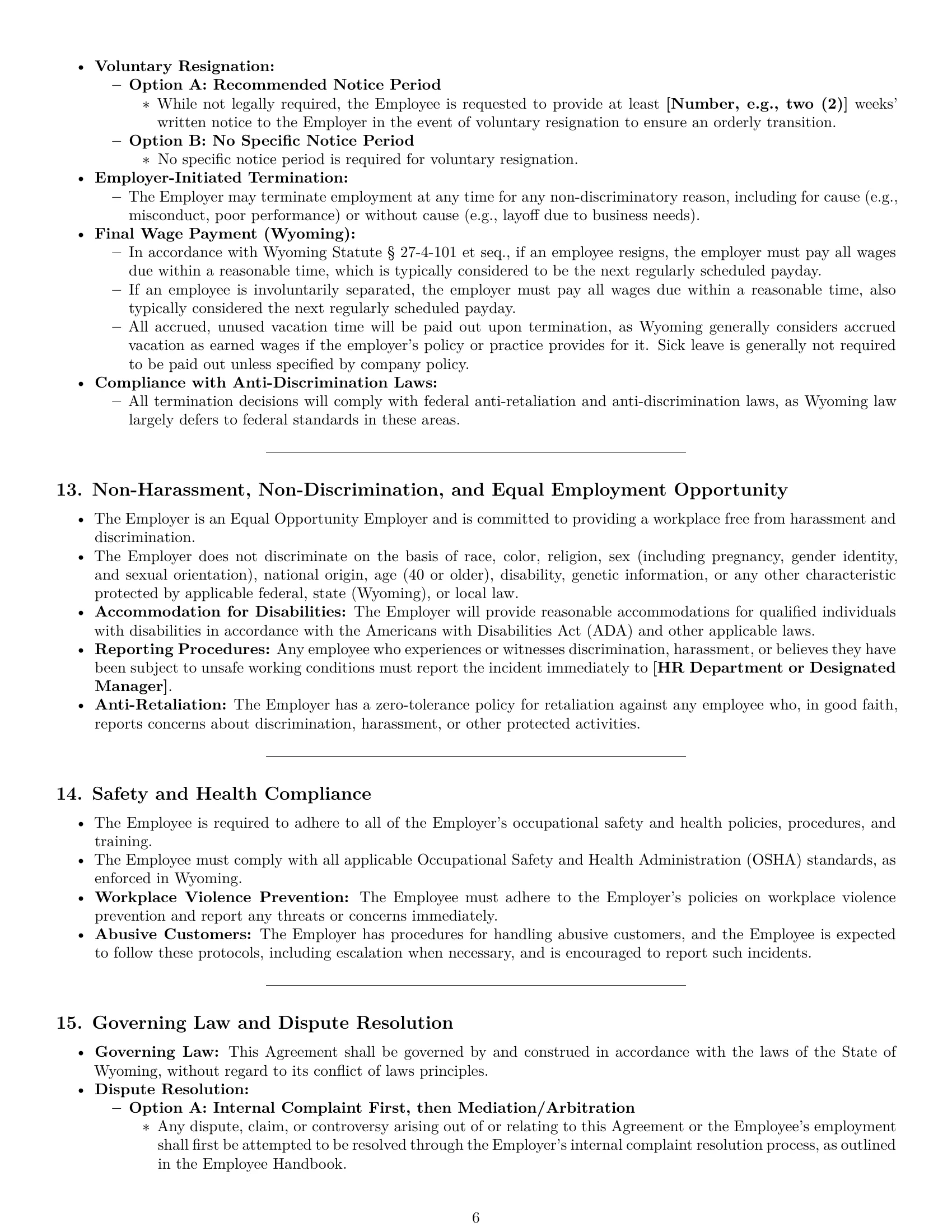 Preview page 6 of Pro Wyoming customer service representative employment contract template