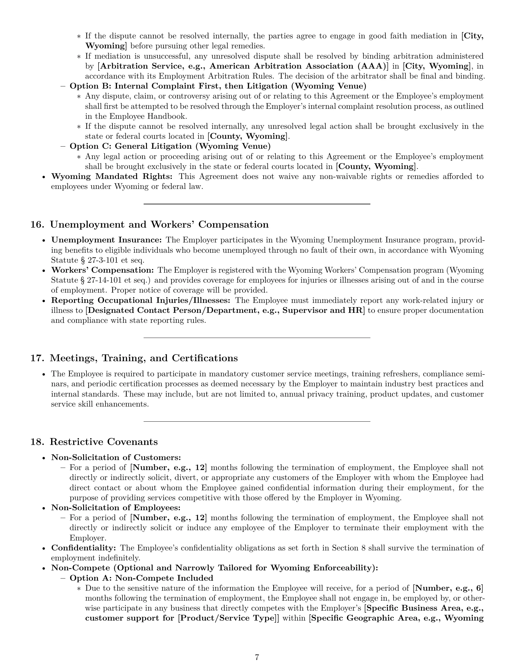 Preview page 7 of Pro Wyoming customer service representative employment contract template