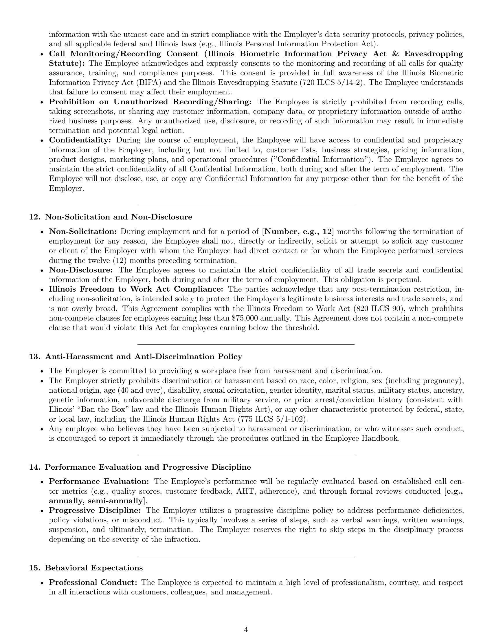 Preview page 4 of Pro Illinois call center representative employment contract template