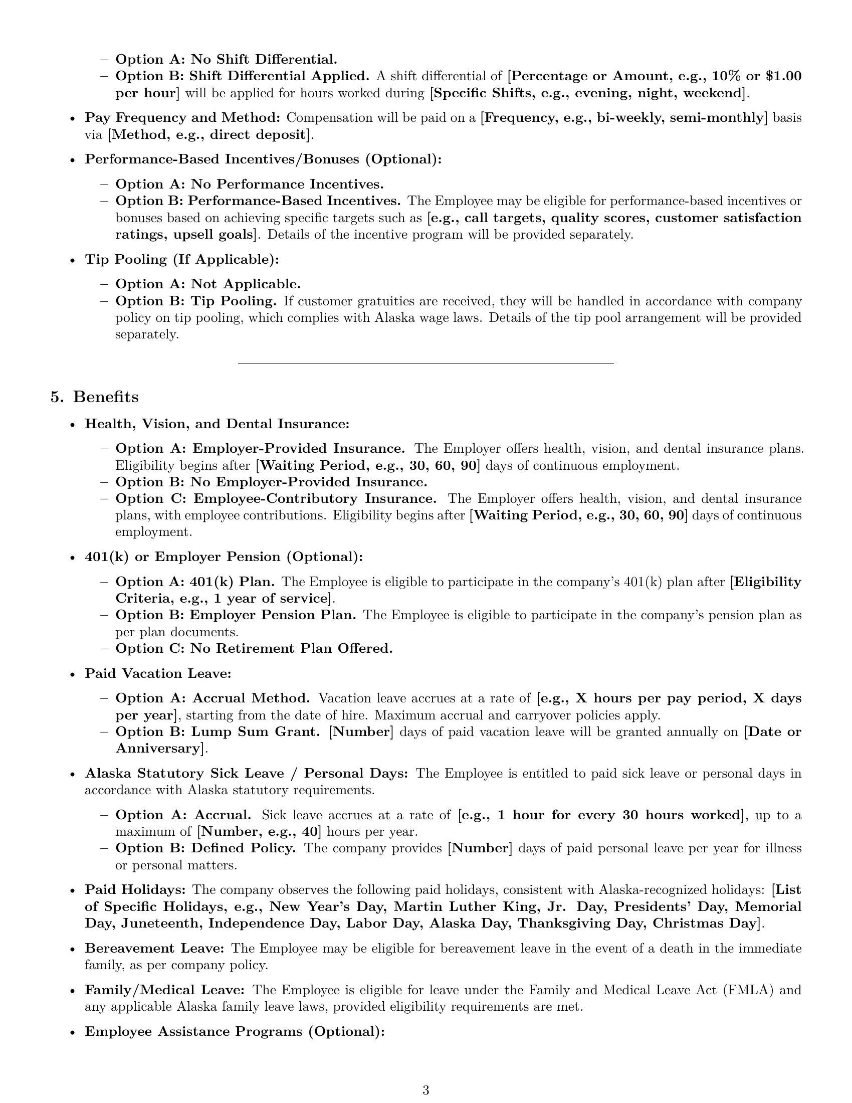 Preview page 3 of Pro Alaska call center representative employment contract template