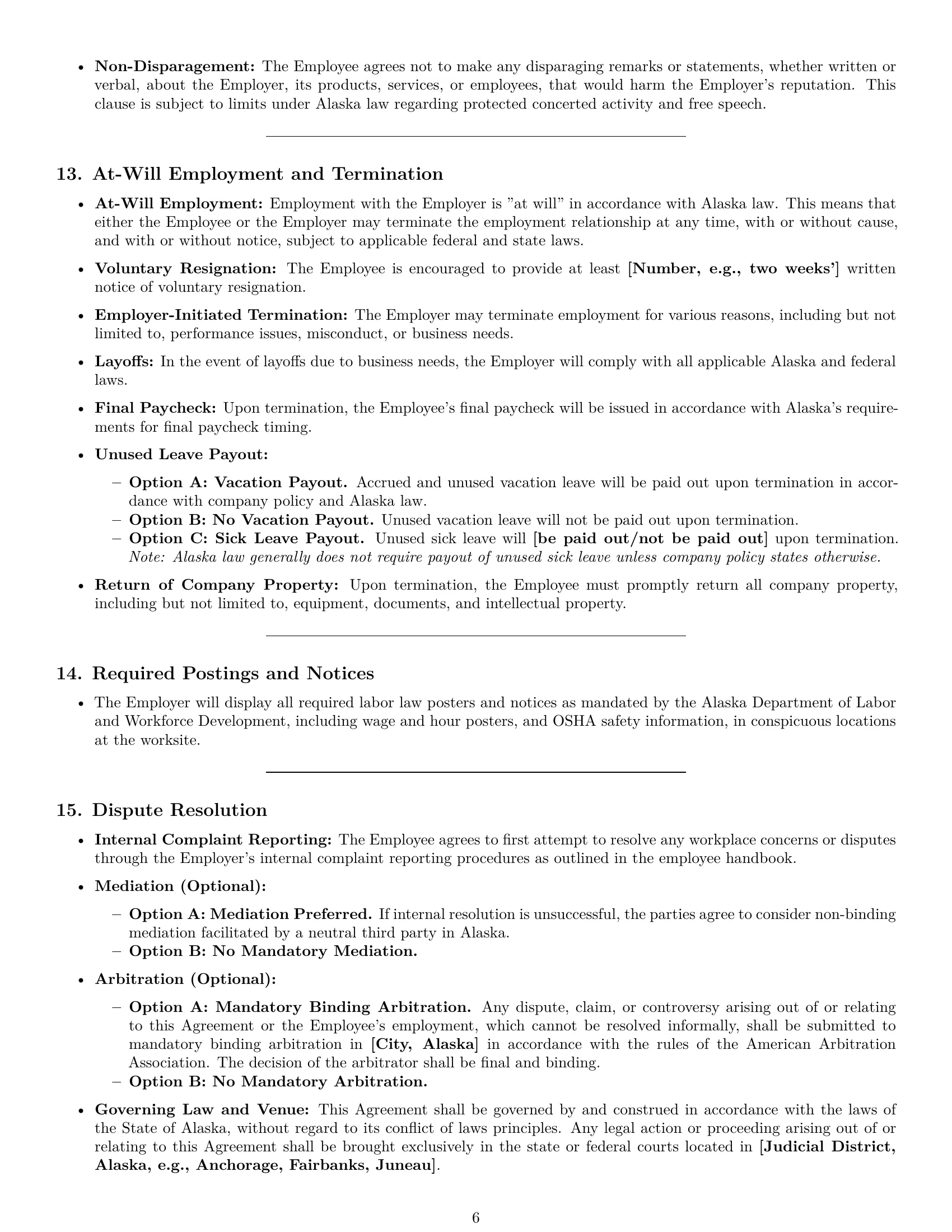 Preview page 6 of Pro Alaska call center representative employment contract template