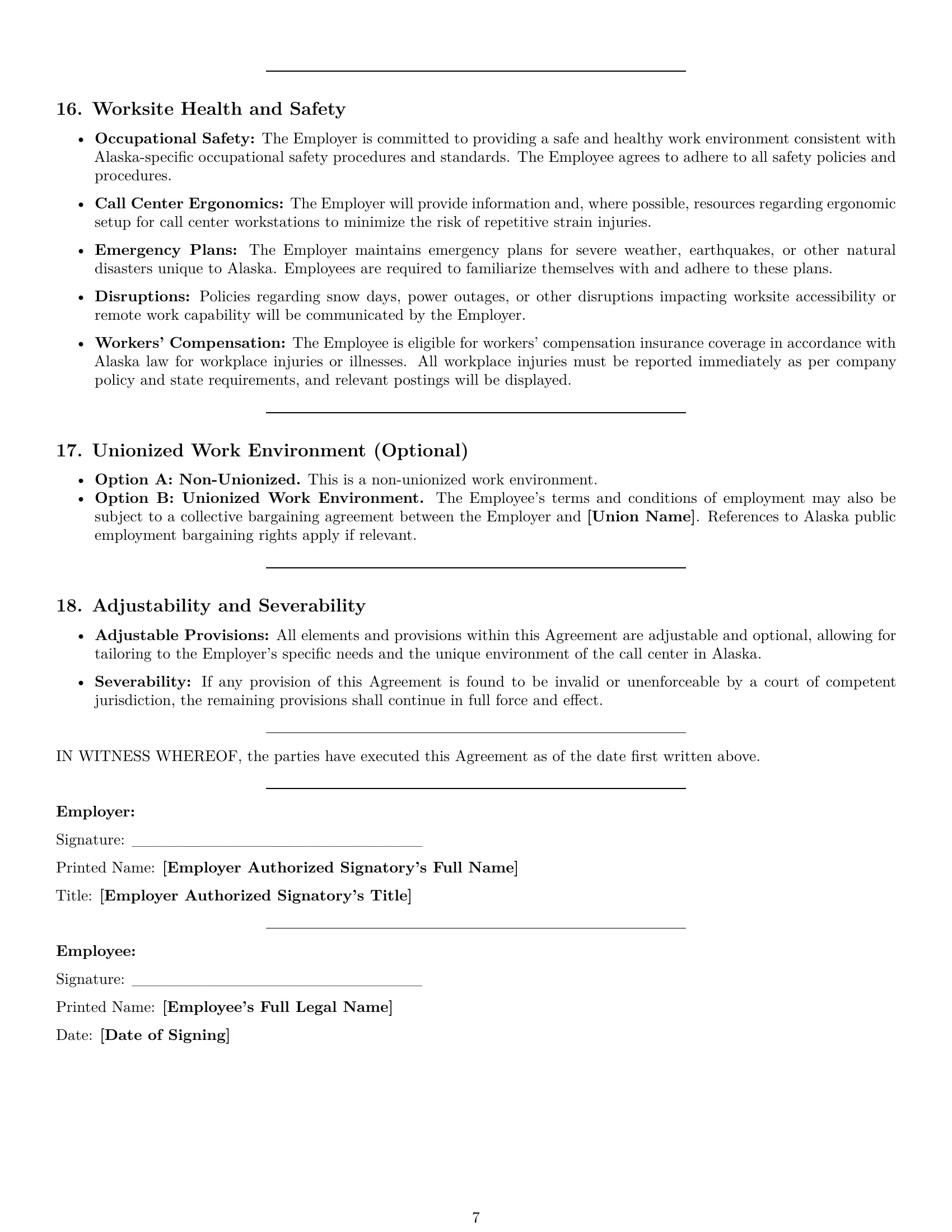 Preview page 7 of Pro Alaska call center representative employment contract template