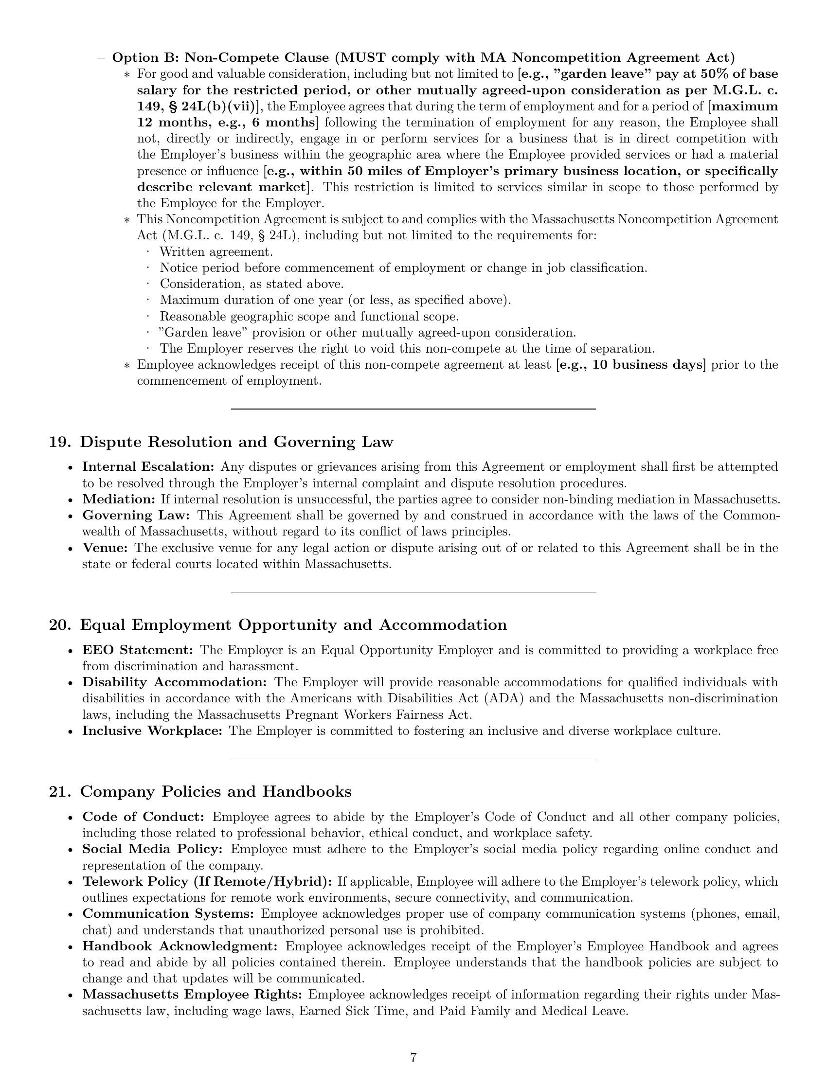 Preview page 7 of Pro Massachusetts call center representative employment contract template
