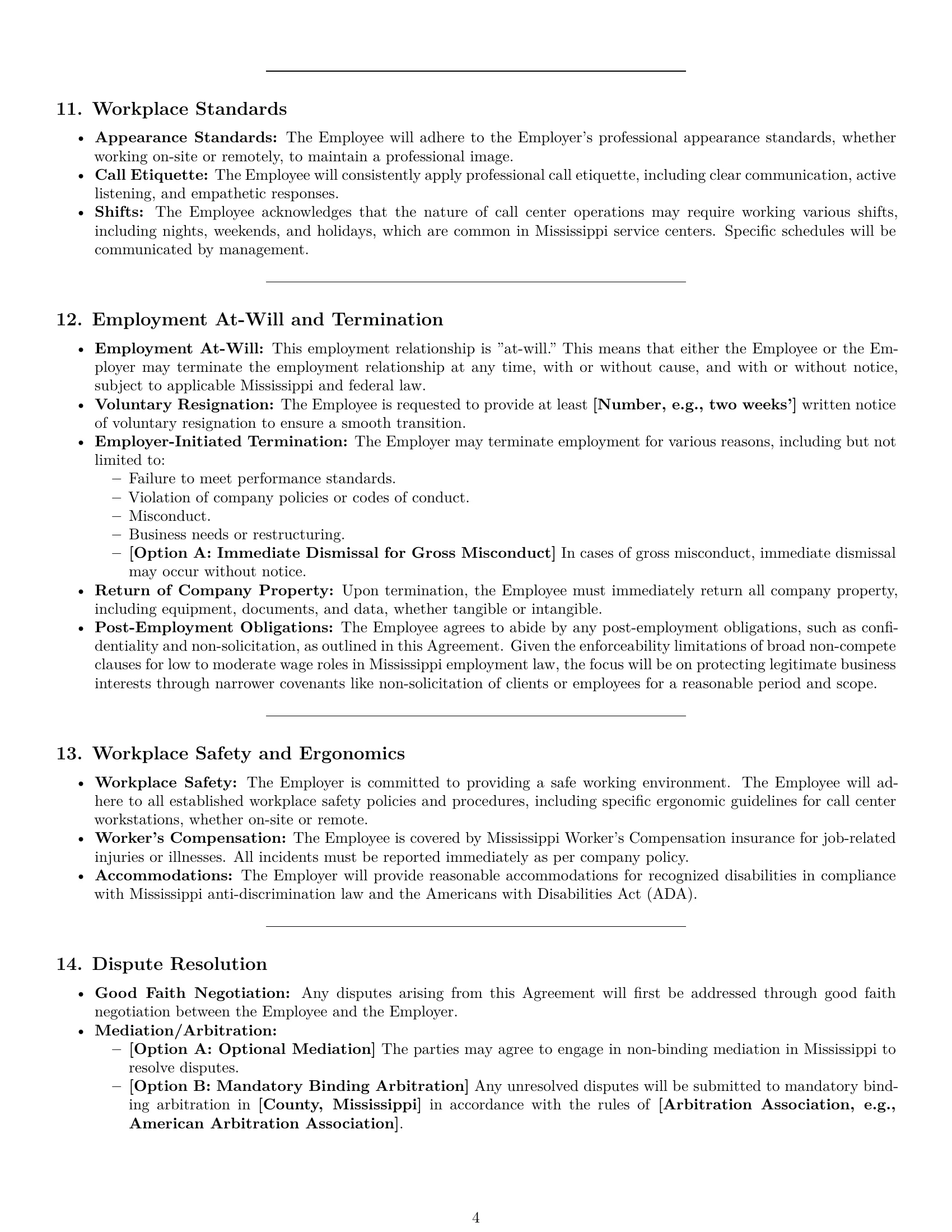 Preview page 4 of Pro Mississippi call center representative employment contract template