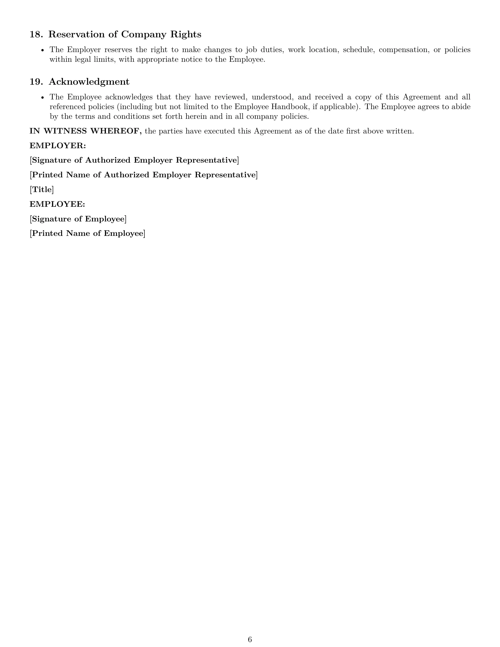 Preview page 6 of Pro Nevada call center representative employment contract template