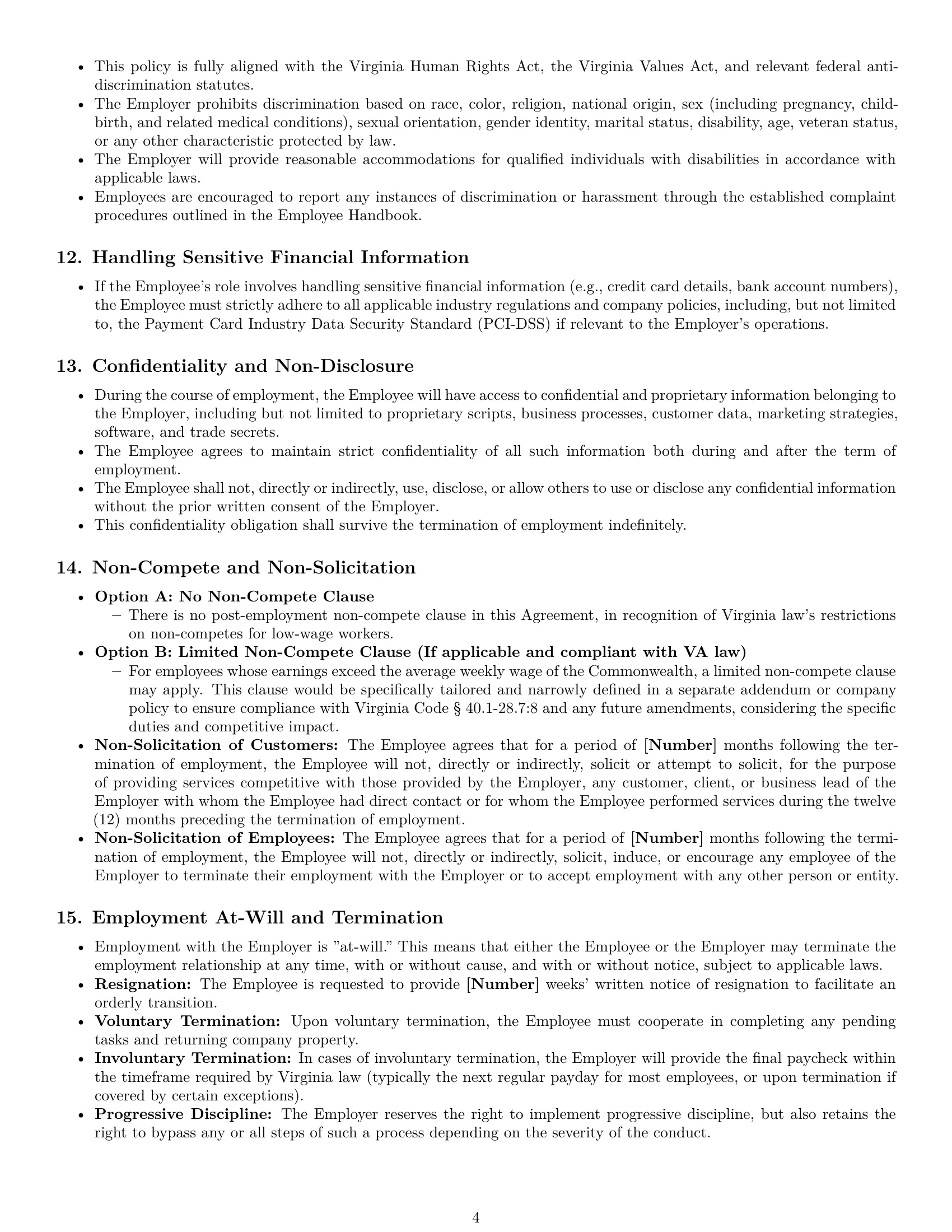 Preview page 4 of Pro Virginia call center representative employment contract template