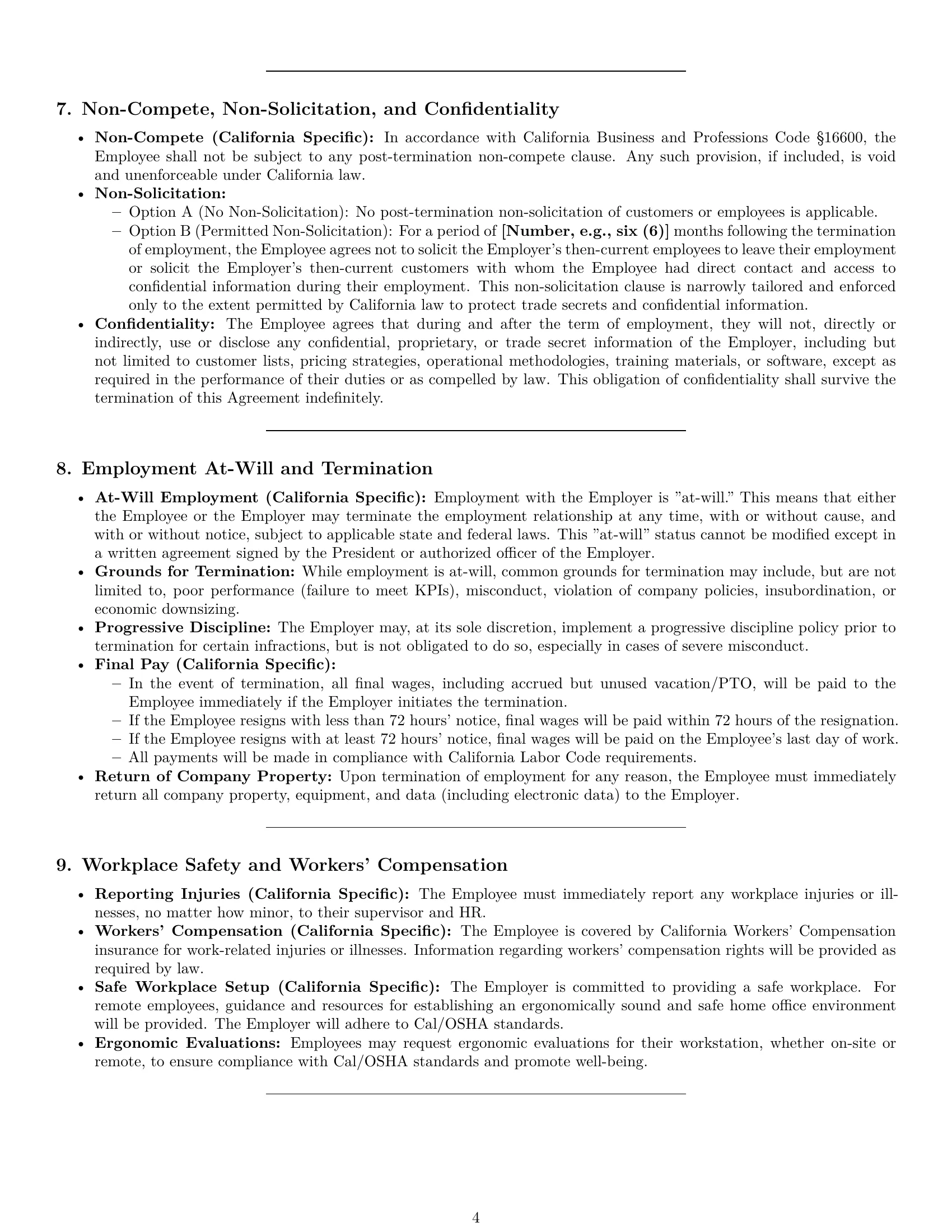 Preview page 4 of Pro California call center representative employment contract template
