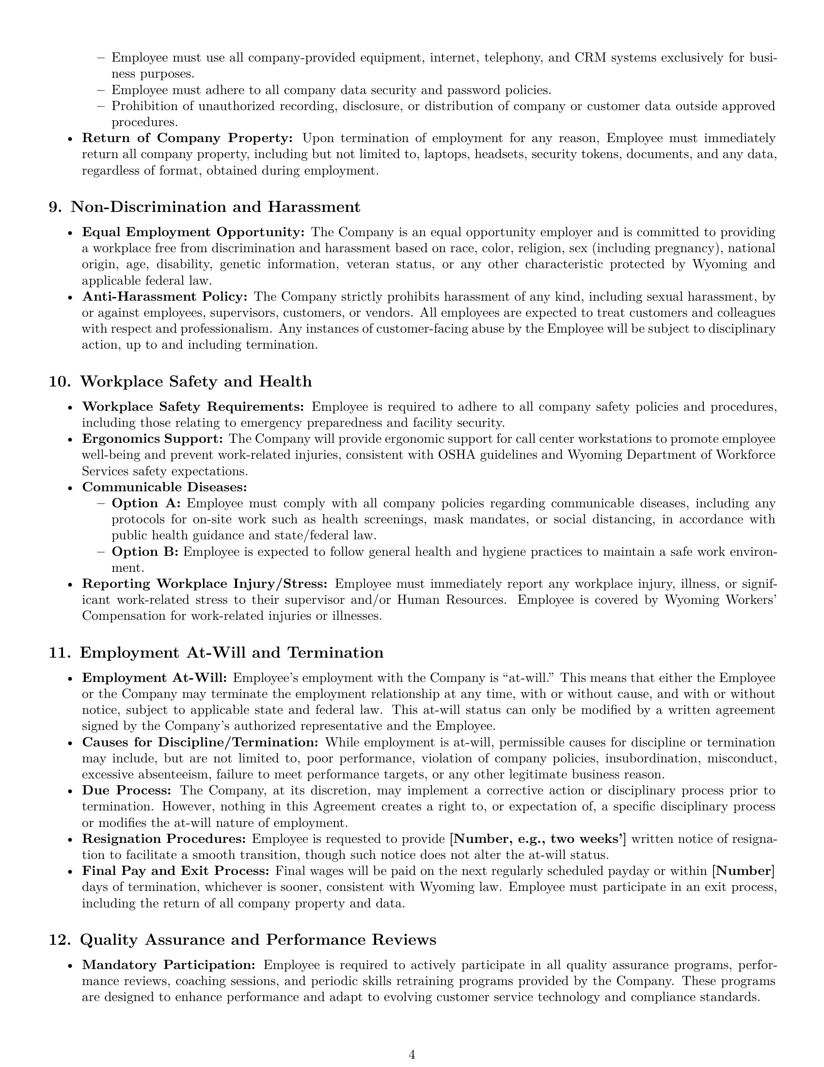Preview page 4 of Pro Wyoming call center representative employment contract template