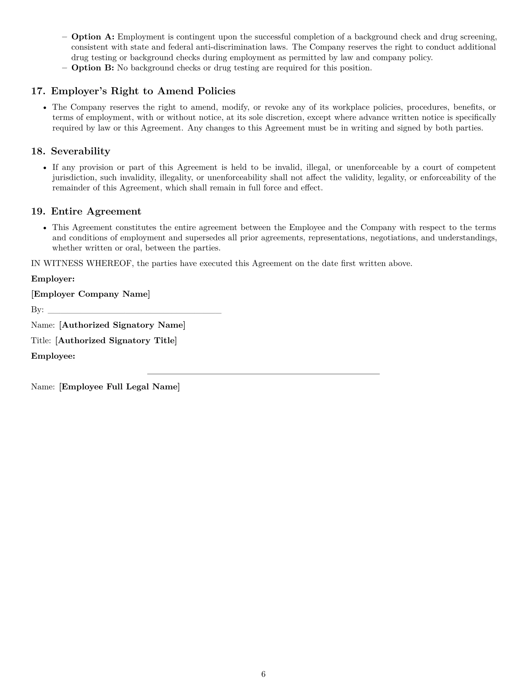 Preview page 6 of Pro Wyoming call center representative employment contract template