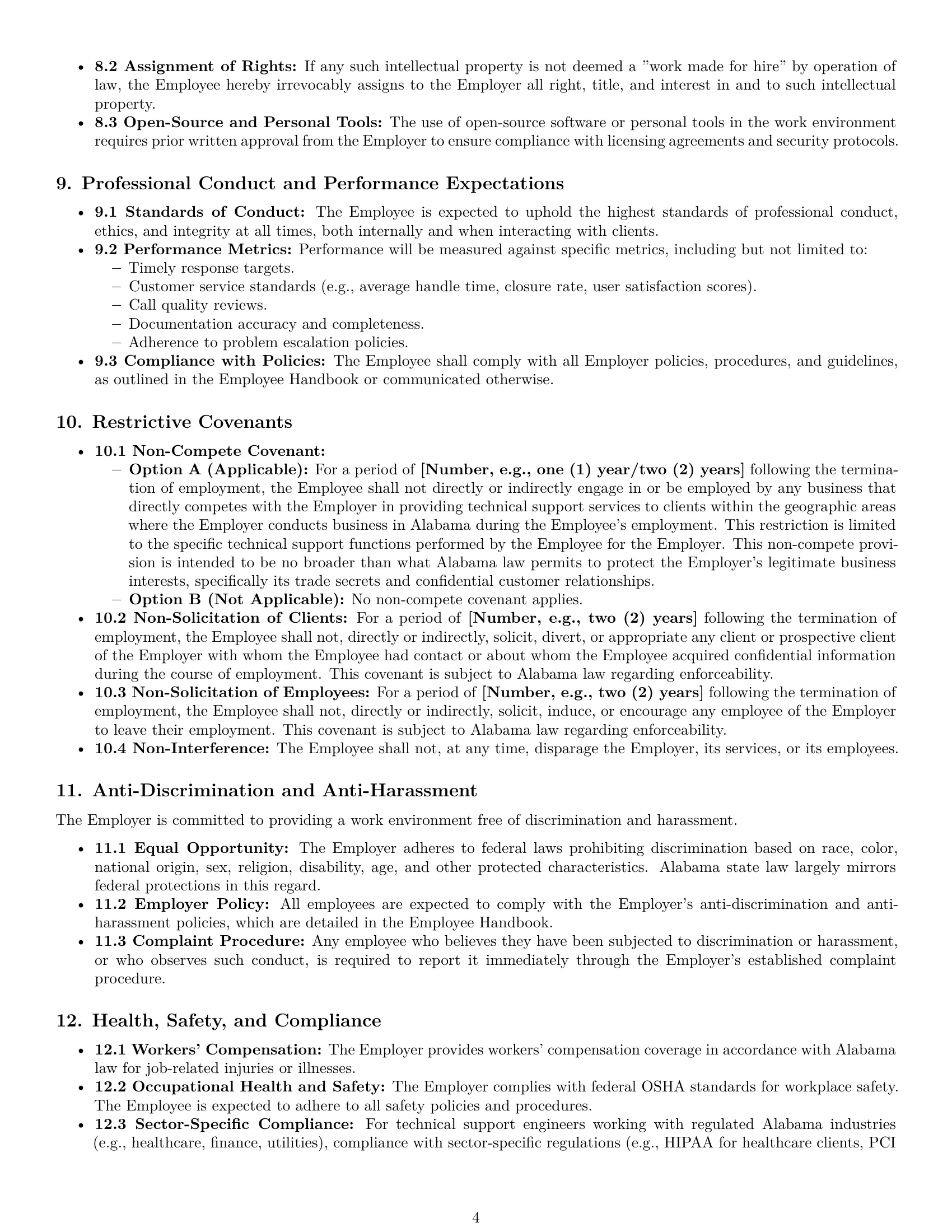 Preview page 4 of Pro Alabama technical support engineer employment contract template