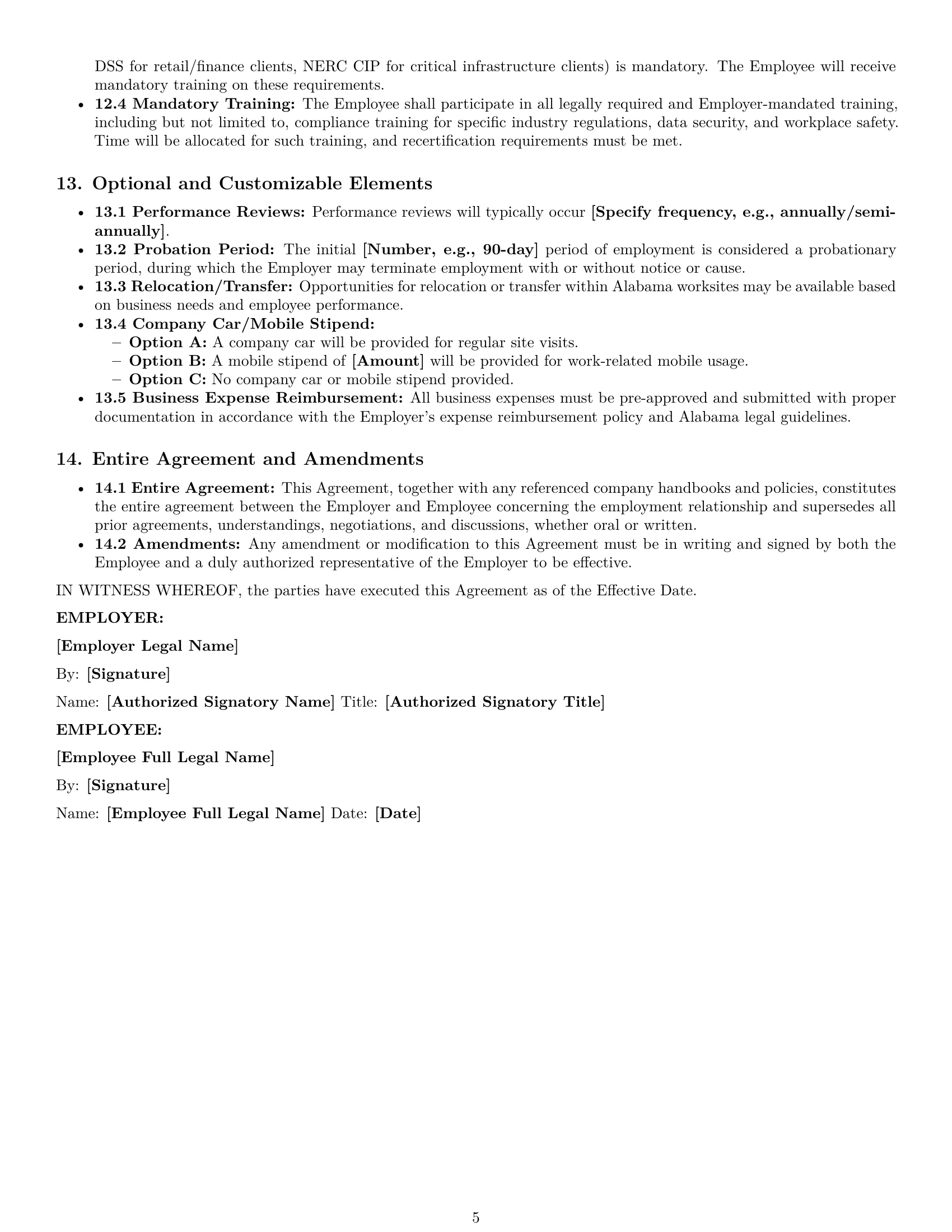 Preview page 5 of Pro Alabama technical support engineer employment contract template