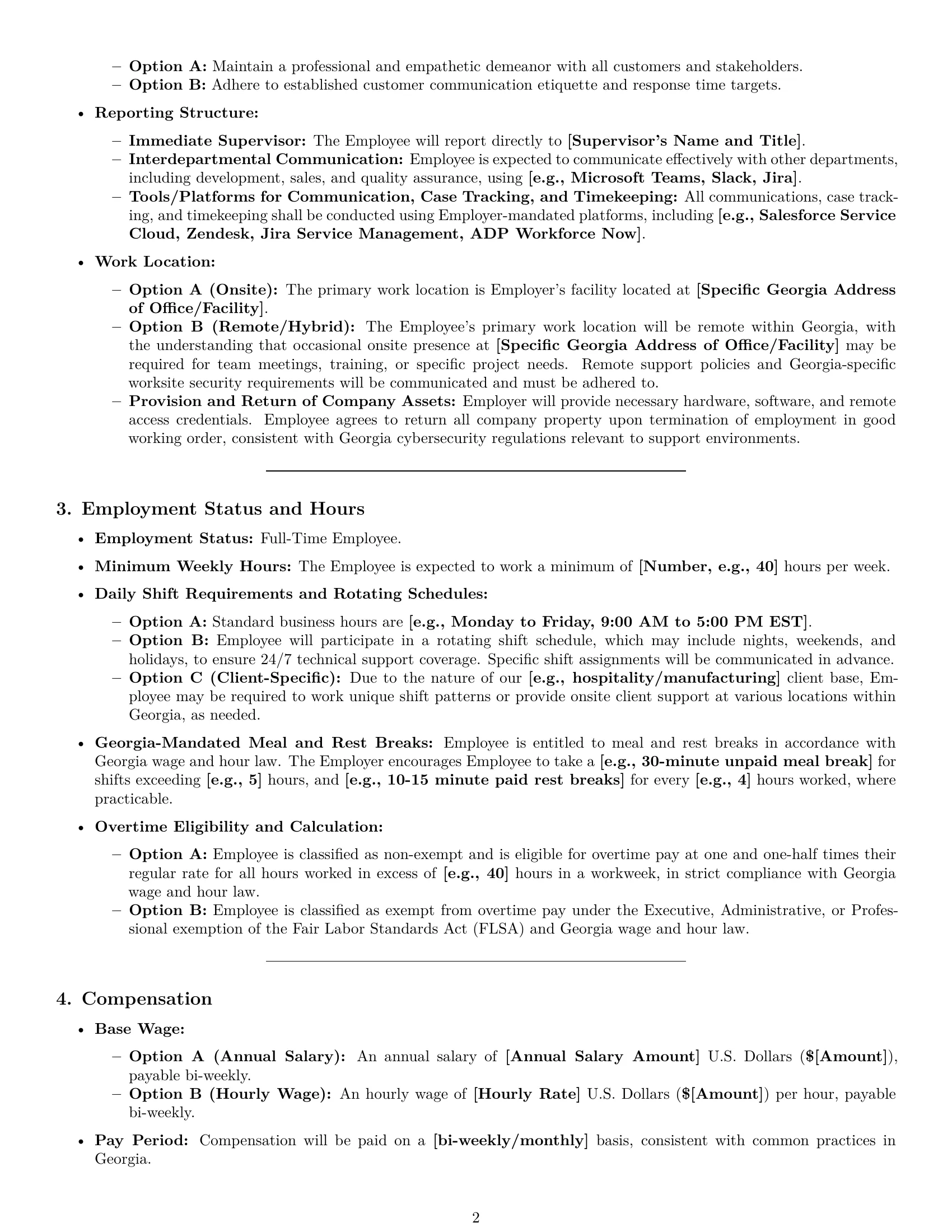 Preview page 2 of Pro Georgia technical support engineer employment contract template