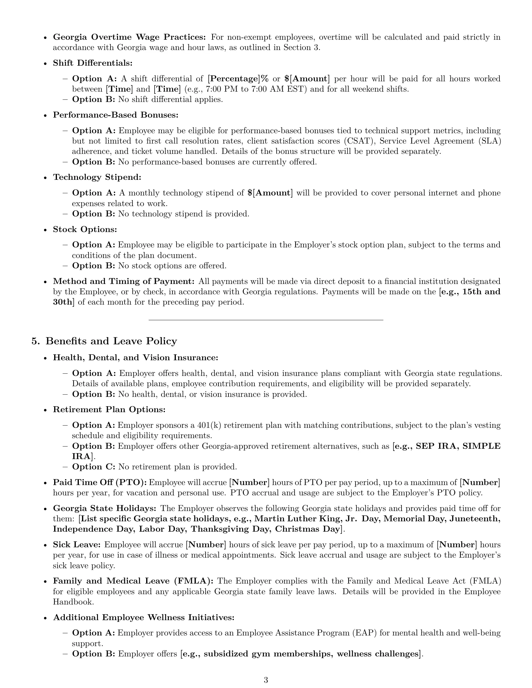Preview page 3 of Pro Georgia technical support engineer employment contract template