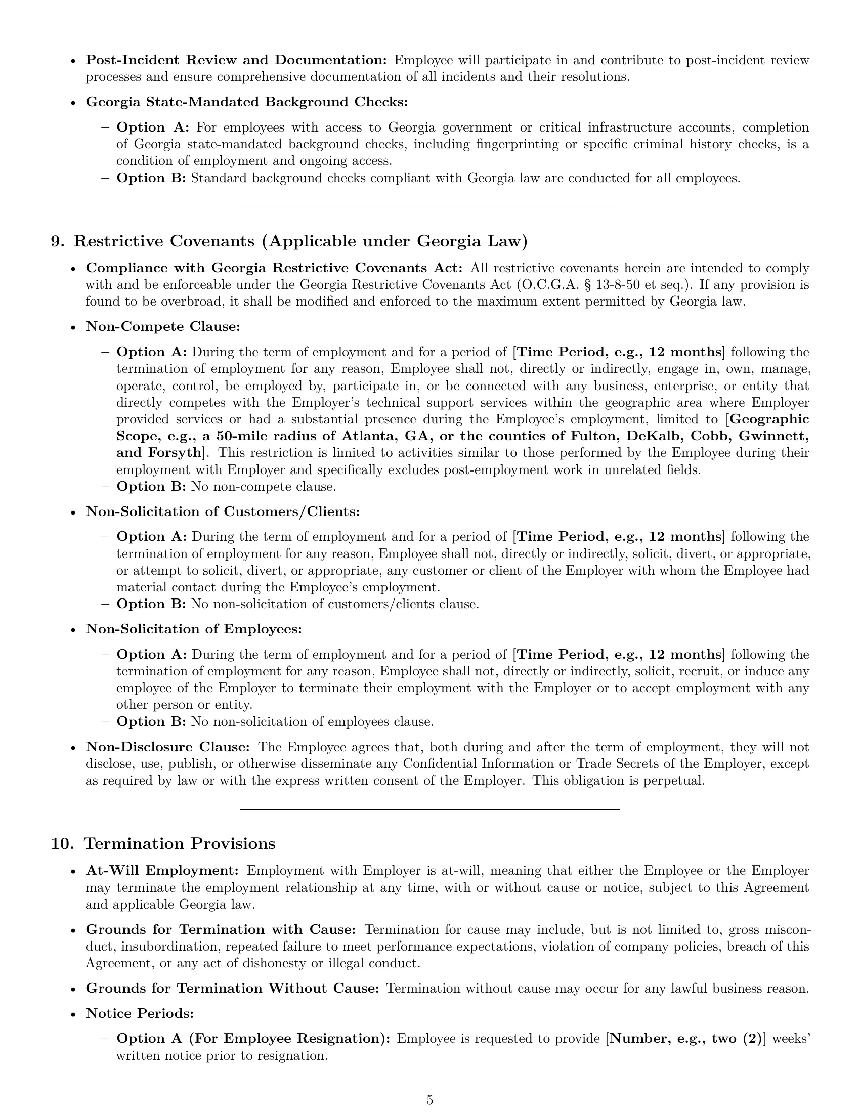 Preview page 5 of Pro Georgia technical support engineer employment contract template