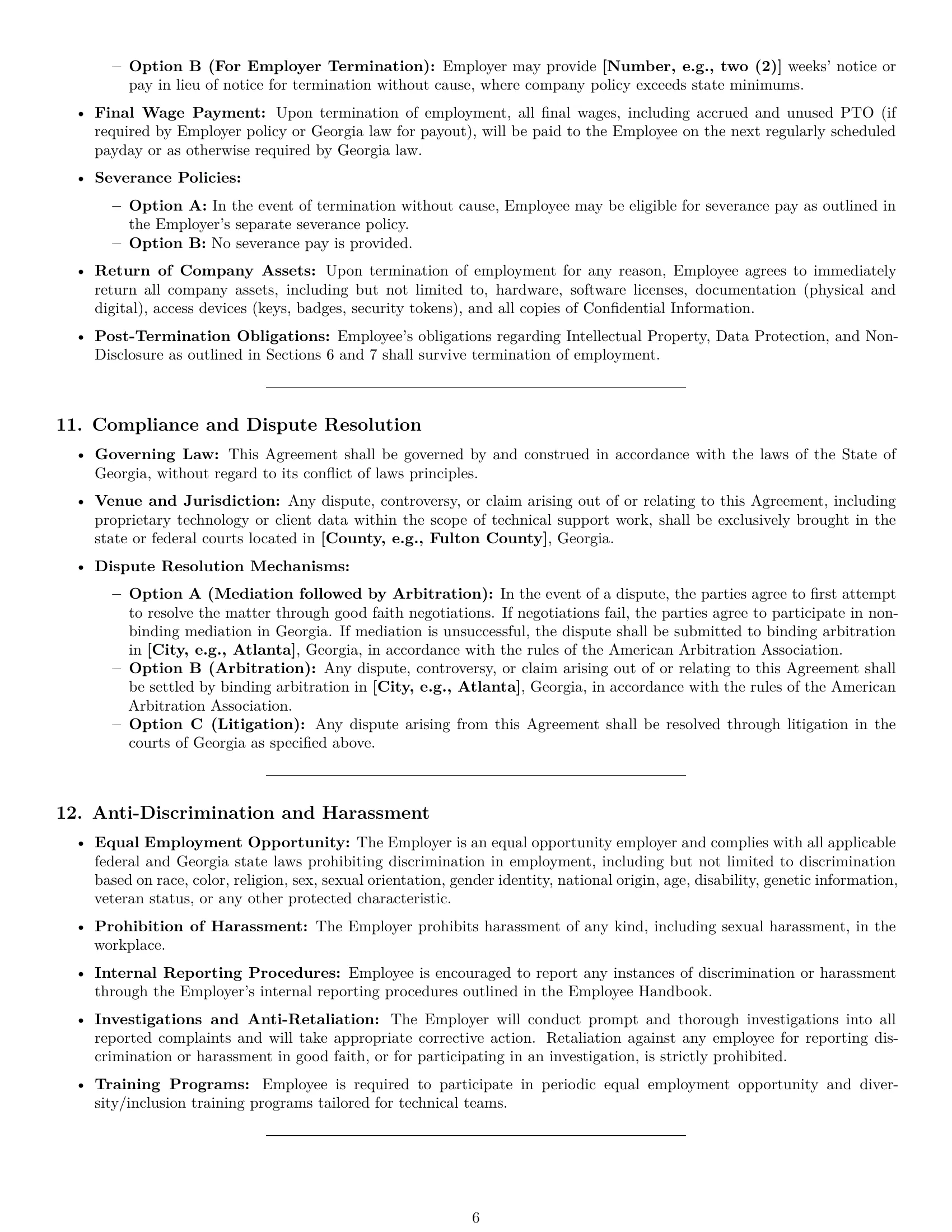 Preview page 6 of Pro Georgia technical support engineer employment contract template