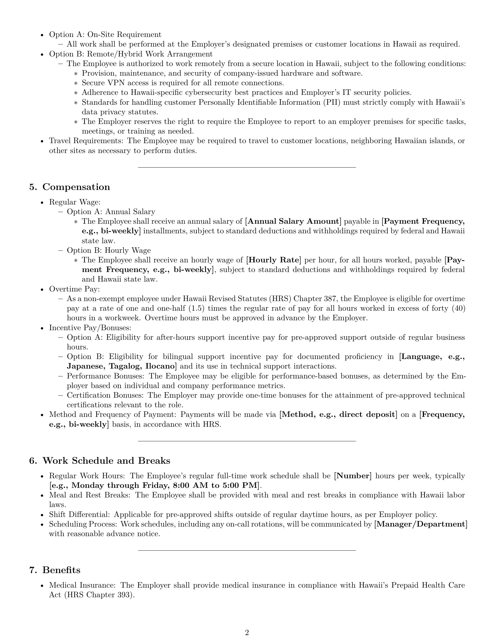 Preview page 2 of Pro Hawaii technical support engineer employment contract template
