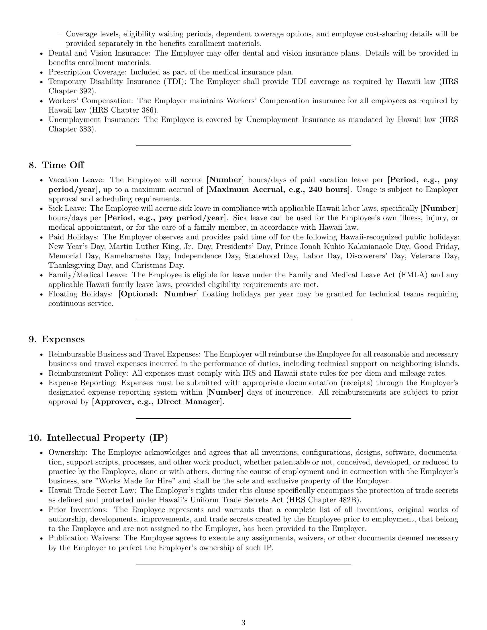 Preview page 3 of Pro Hawaii technical support engineer employment contract template