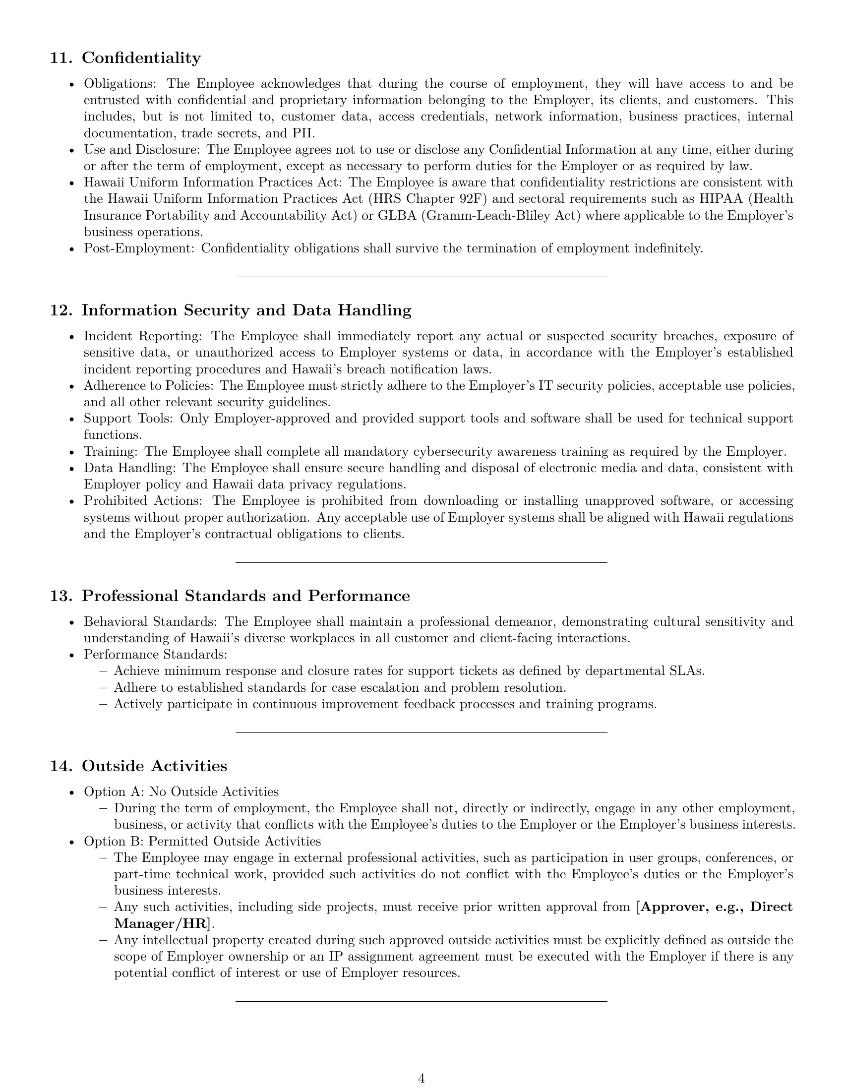 Preview page 4 of Pro Hawaii technical support engineer employment contract template