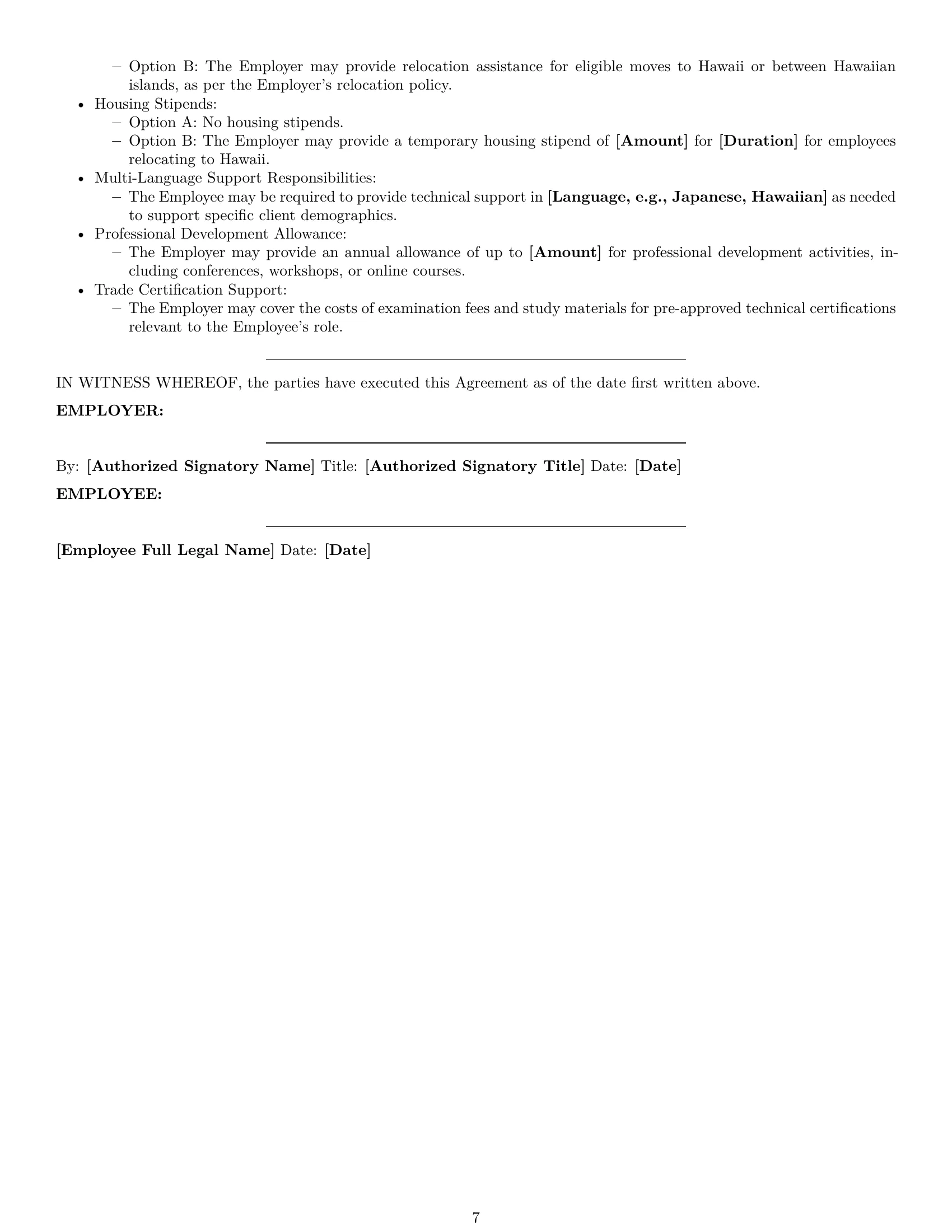 Preview page 7 of Pro Hawaii technical support engineer employment contract template