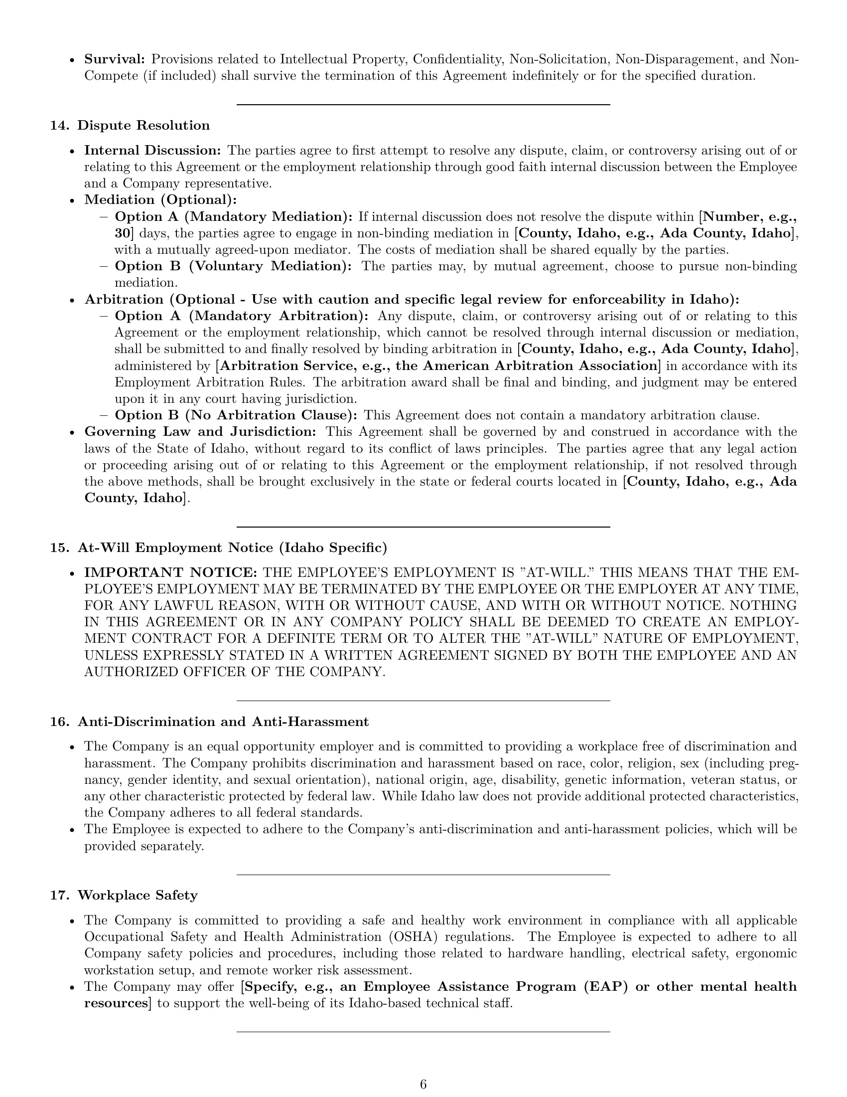 Preview page 6 of Pro Idaho technical support engineer employment contract template