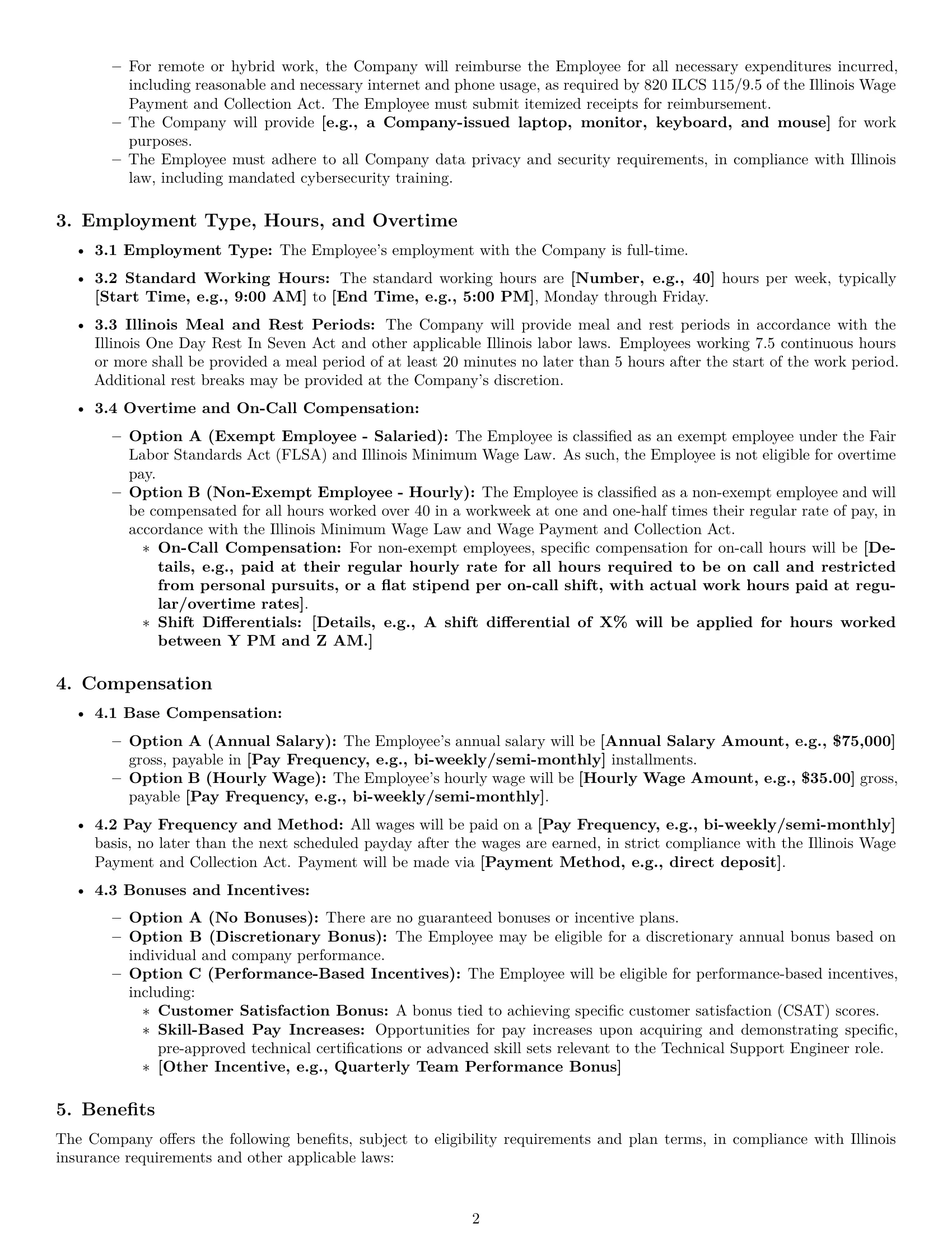 Preview page 2 of Pro Illinois technical support engineer employment contract template