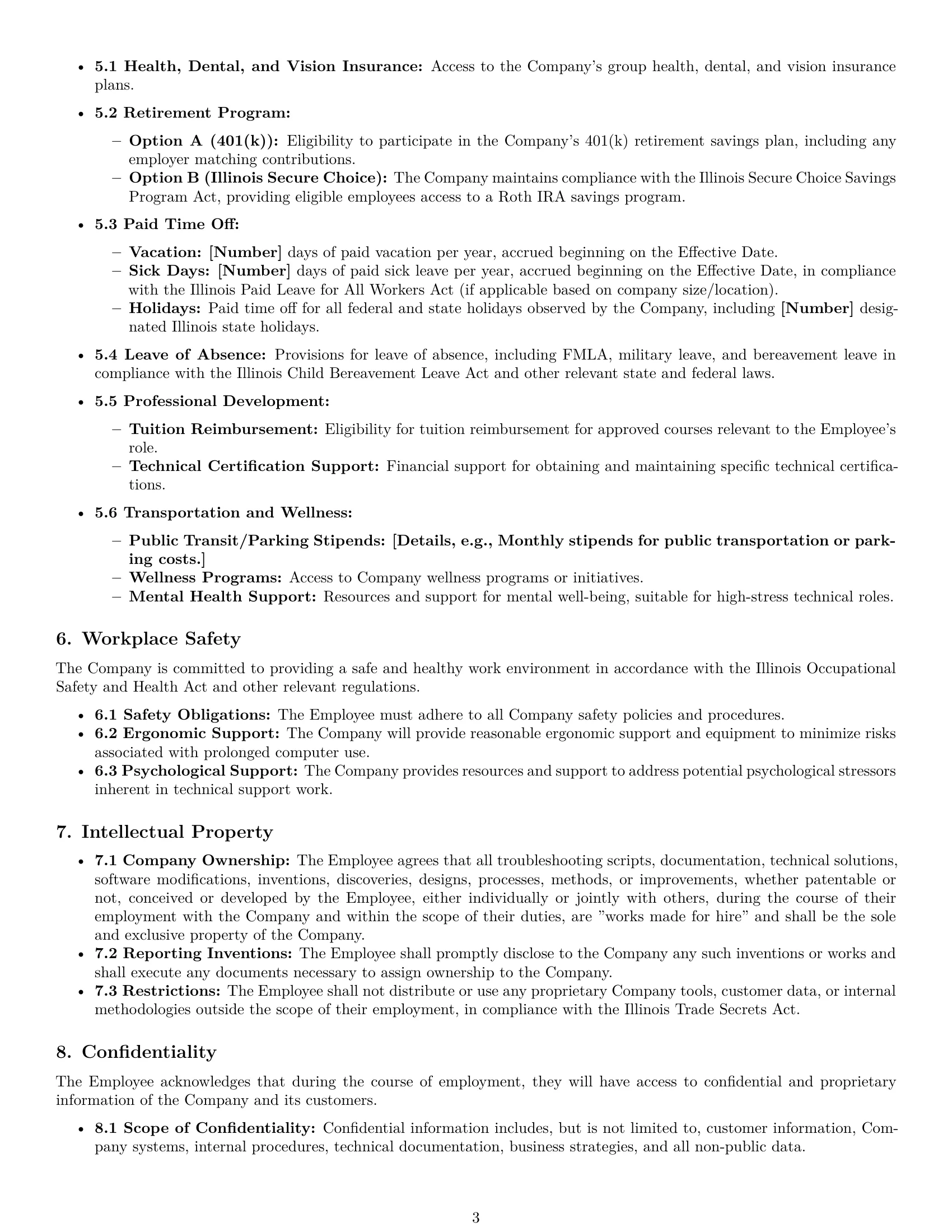 Preview page 3 of Pro Illinois technical support engineer employment contract template