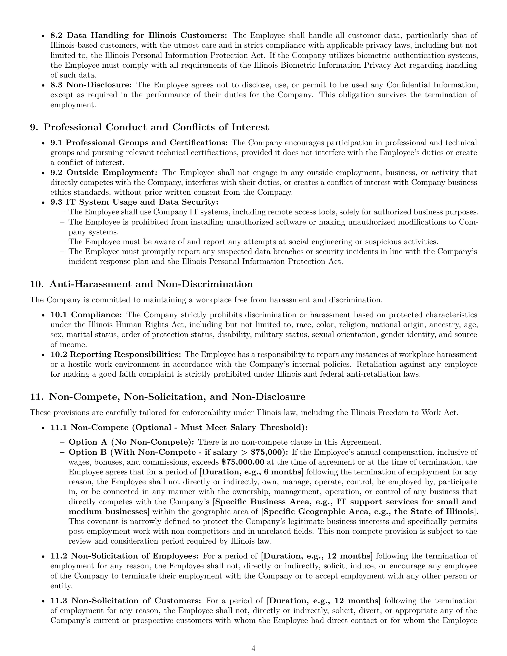 Preview page 4 of Pro Illinois technical support engineer employment contract template