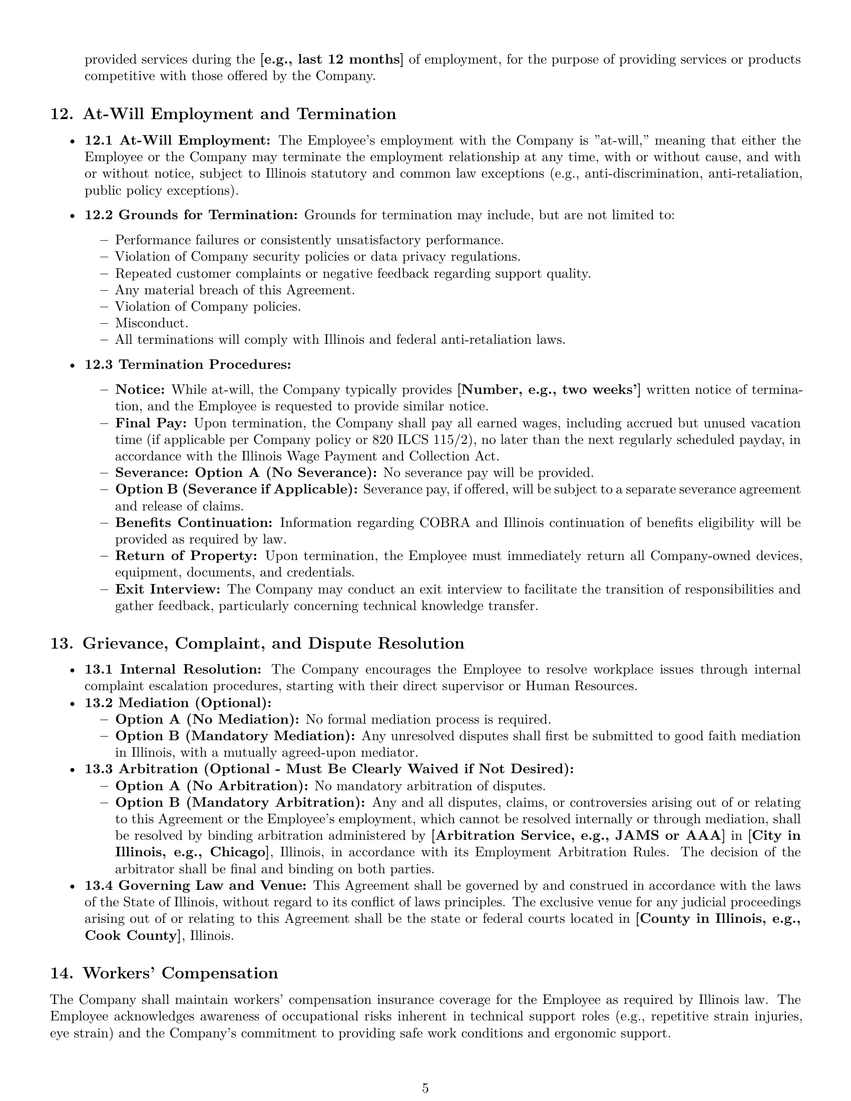 Preview page 5 of Pro Illinois technical support engineer employment contract template