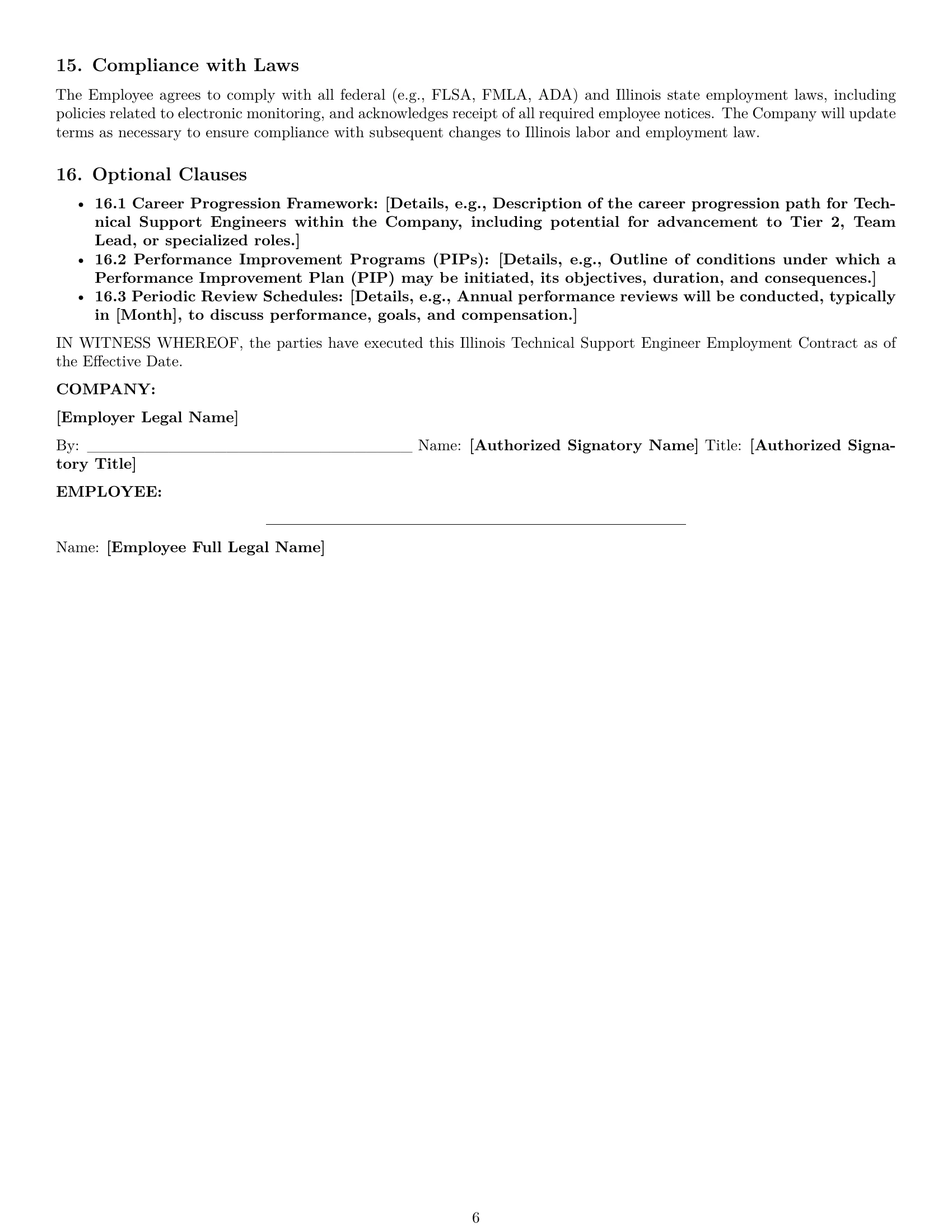 Preview page 6 of Pro Illinois technical support engineer employment contract template