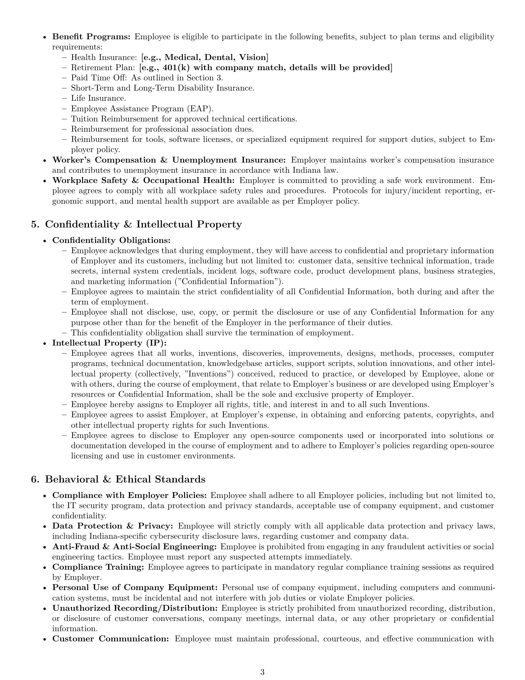 Preview page 3 of Pro Indiana technical support engineer employment contract template