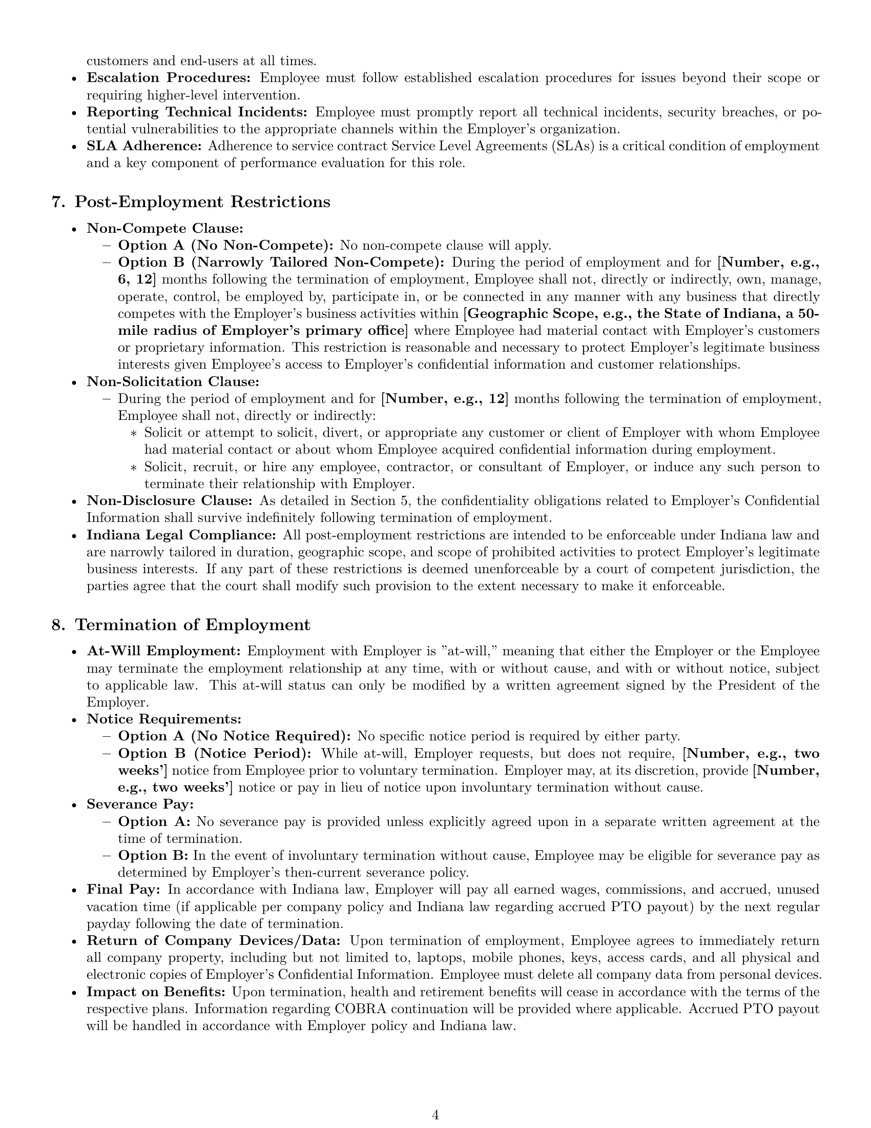 Preview page 4 of Pro Indiana technical support engineer employment contract template