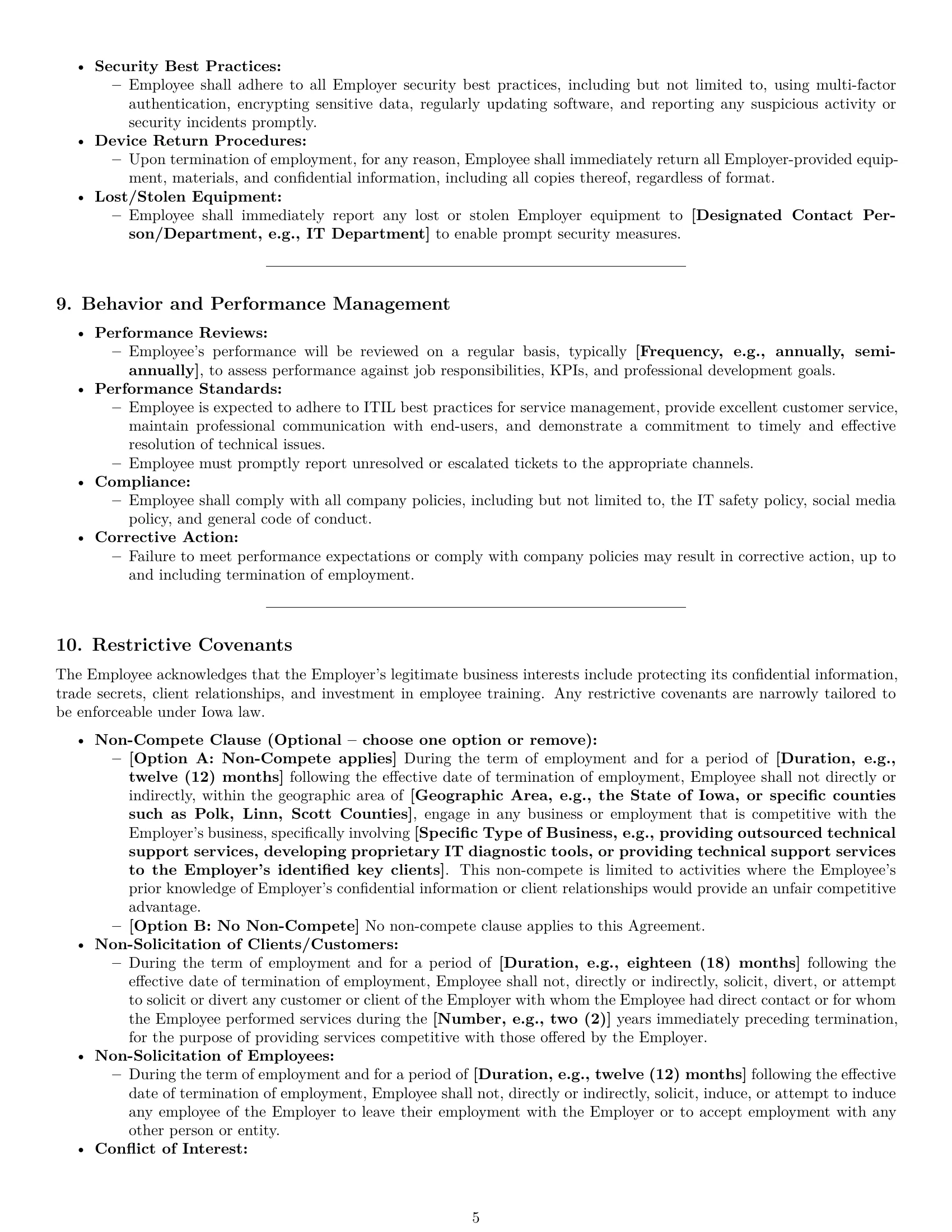 Preview page 5 of Pro Iowa technical support engineer employment contract template