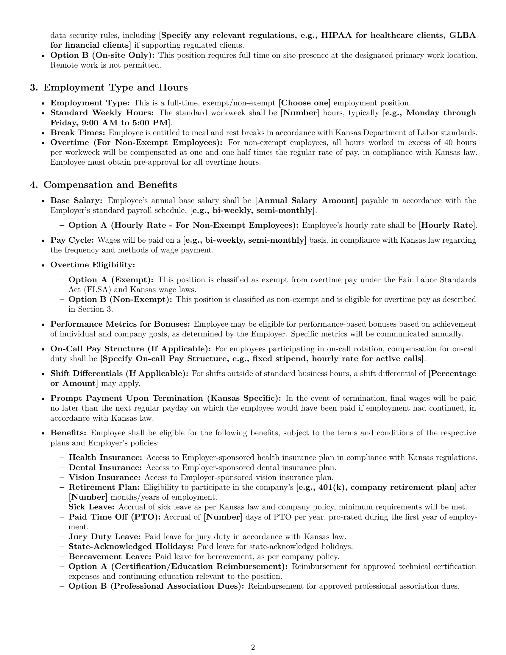 Preview page 2 of Pro Kansas technical support engineer employment contract template