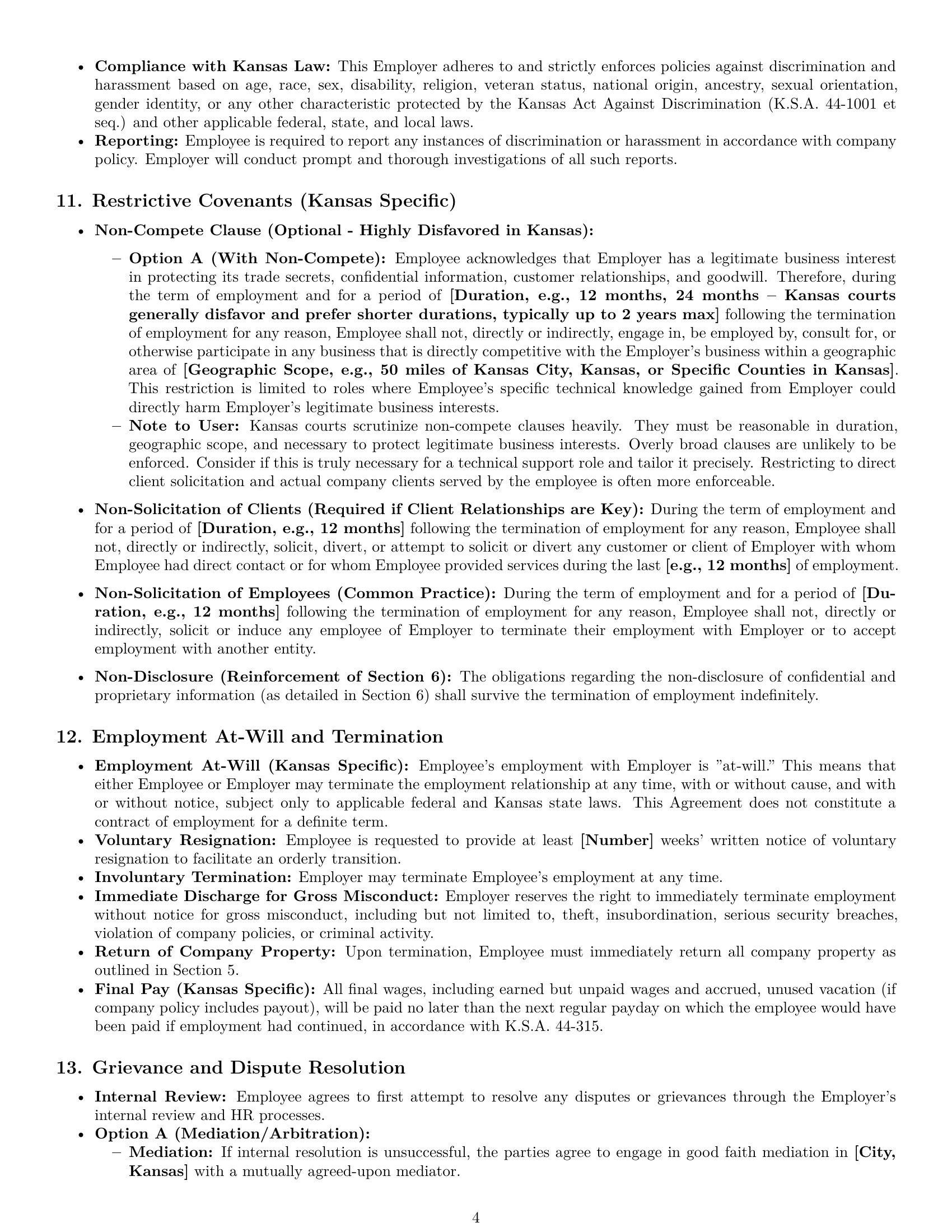 Preview page 4 of Pro Kansas technical support engineer employment contract template